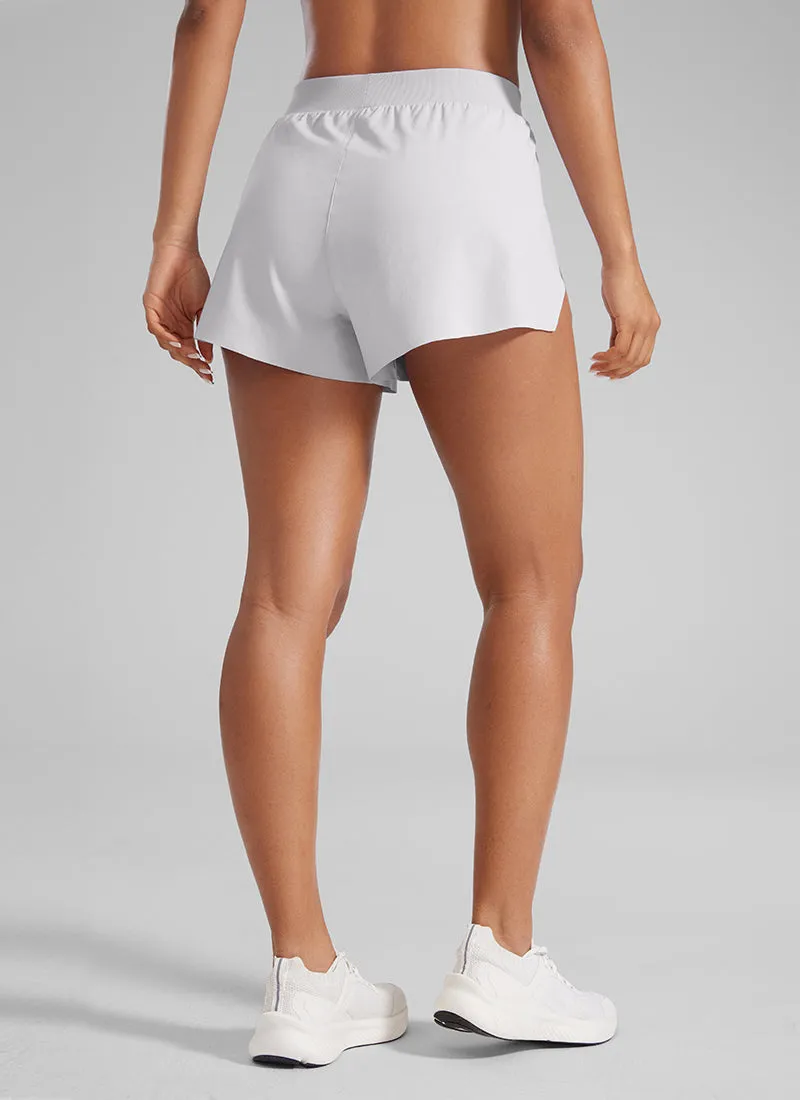 Feathery-Fit Soft High Rise Split Dolphin Mesh Liner Shorts 2.5''