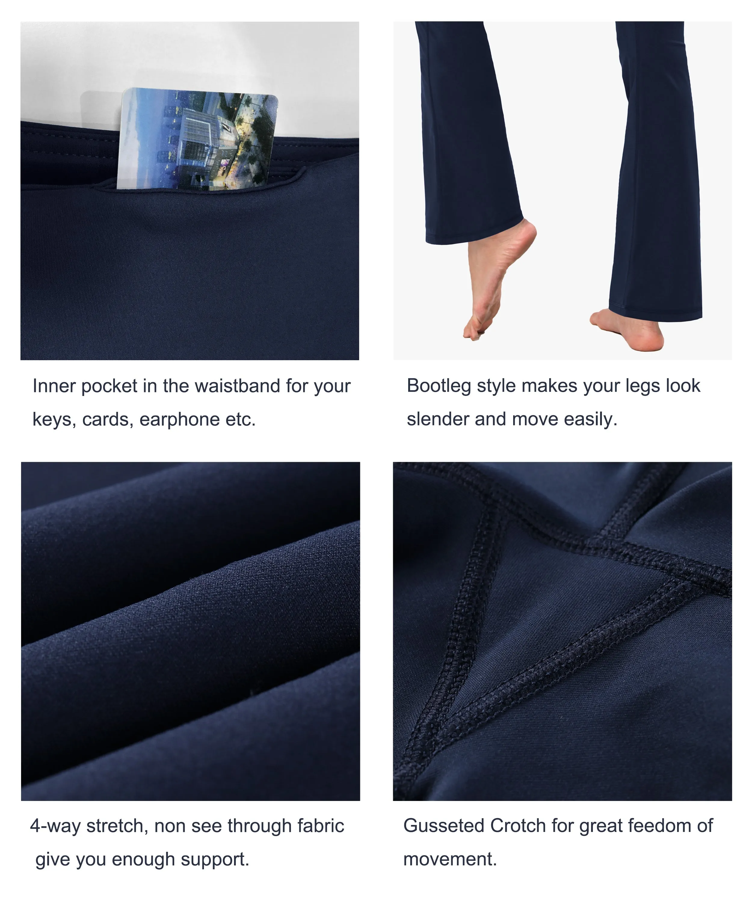 High Waist Bootcut Leggings navyblue_Tall Size