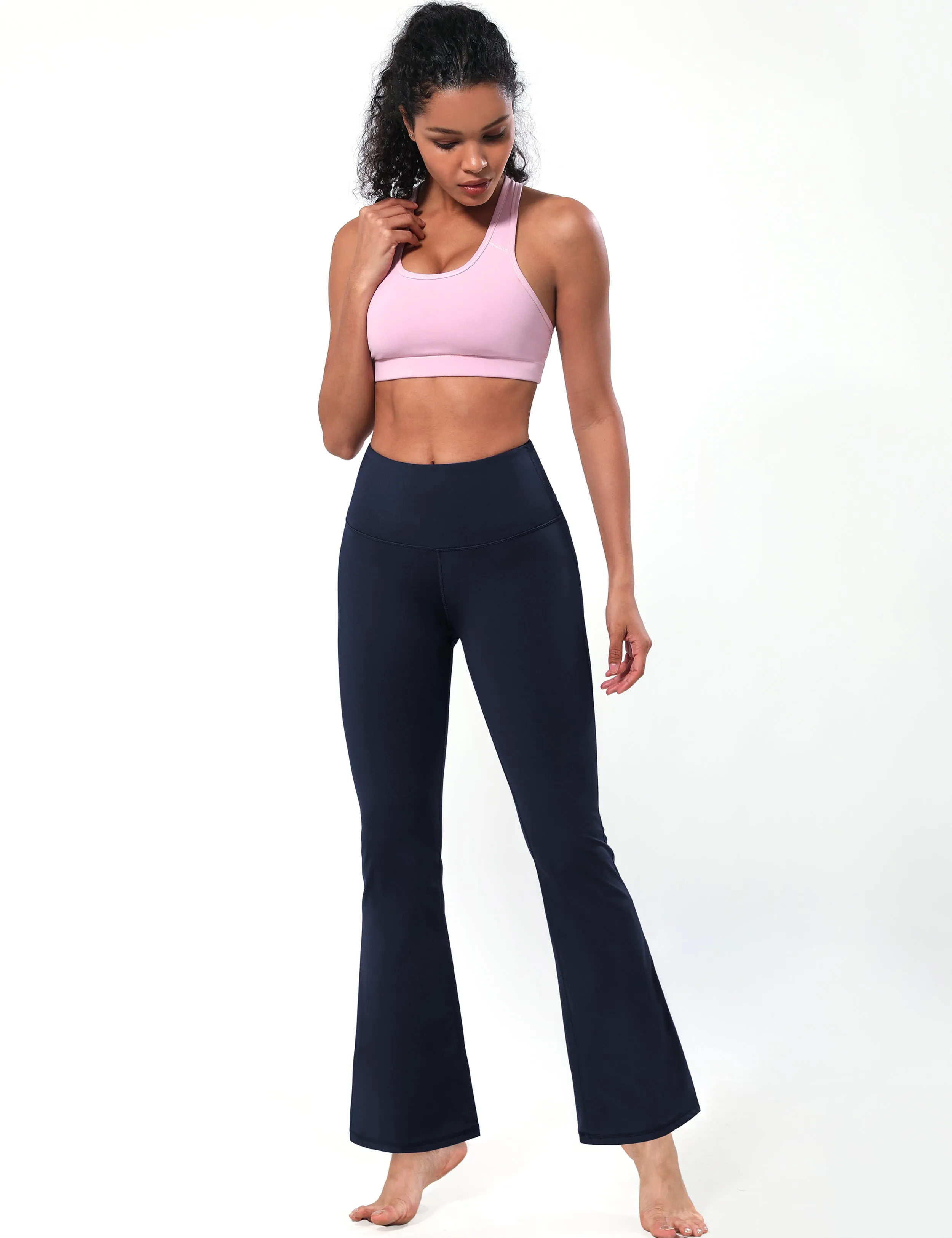 High Waist Bootcut Leggings navyblue_Tall Size