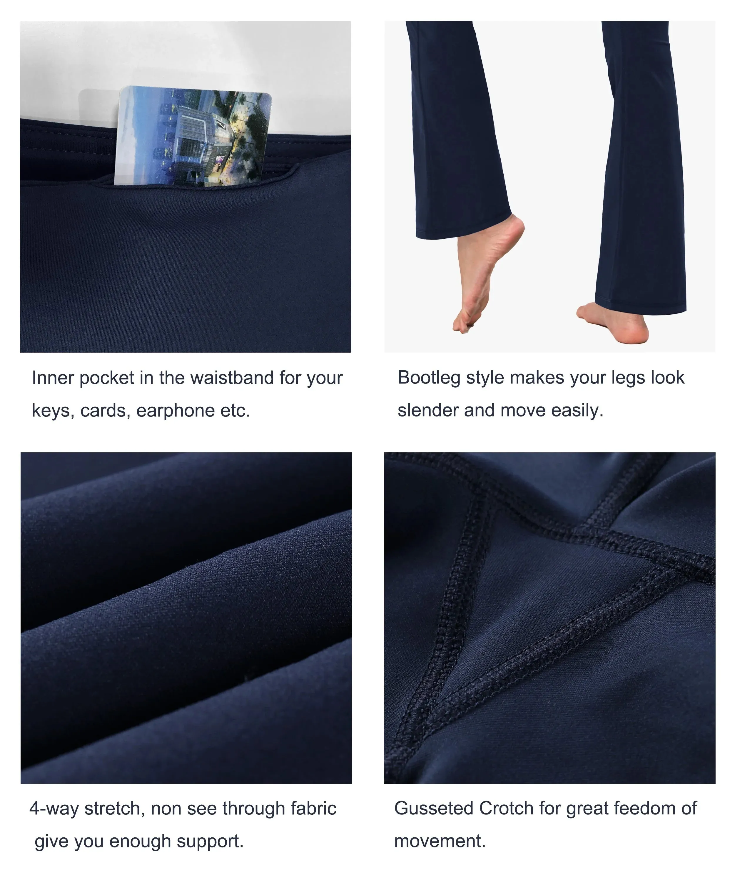 High Waist Bootcut Leggings navyblue_yogastudio