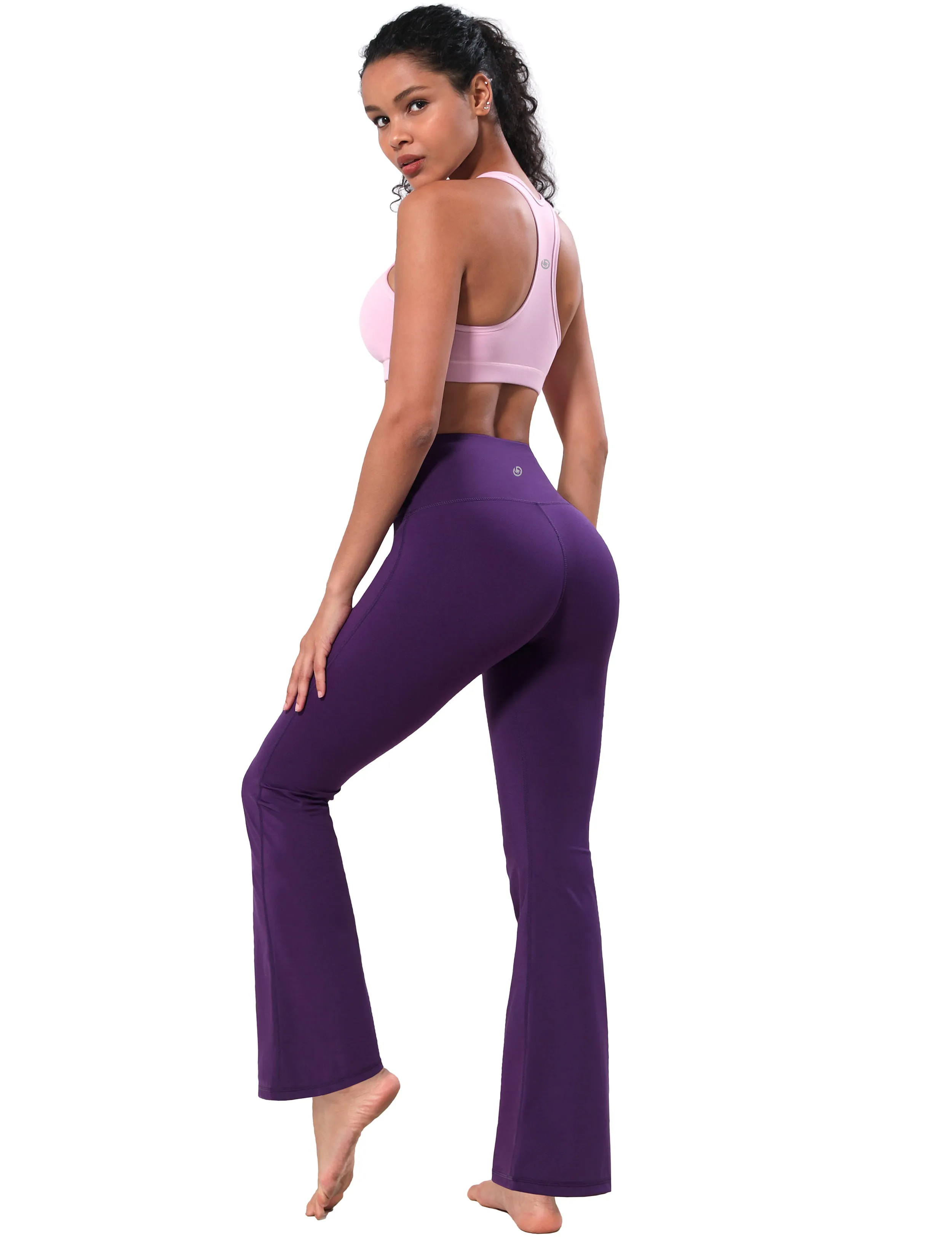 High Waist Bootcut Leggings pansypurple_Jogging