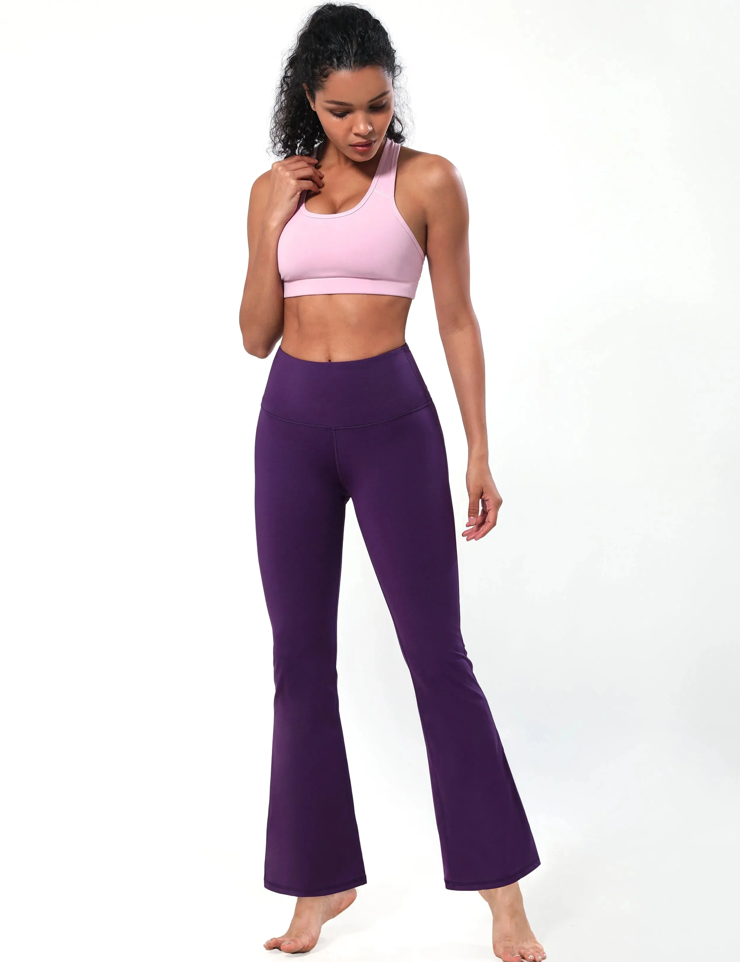 High Waist Bootcut Leggings pansypurple_yogastudio