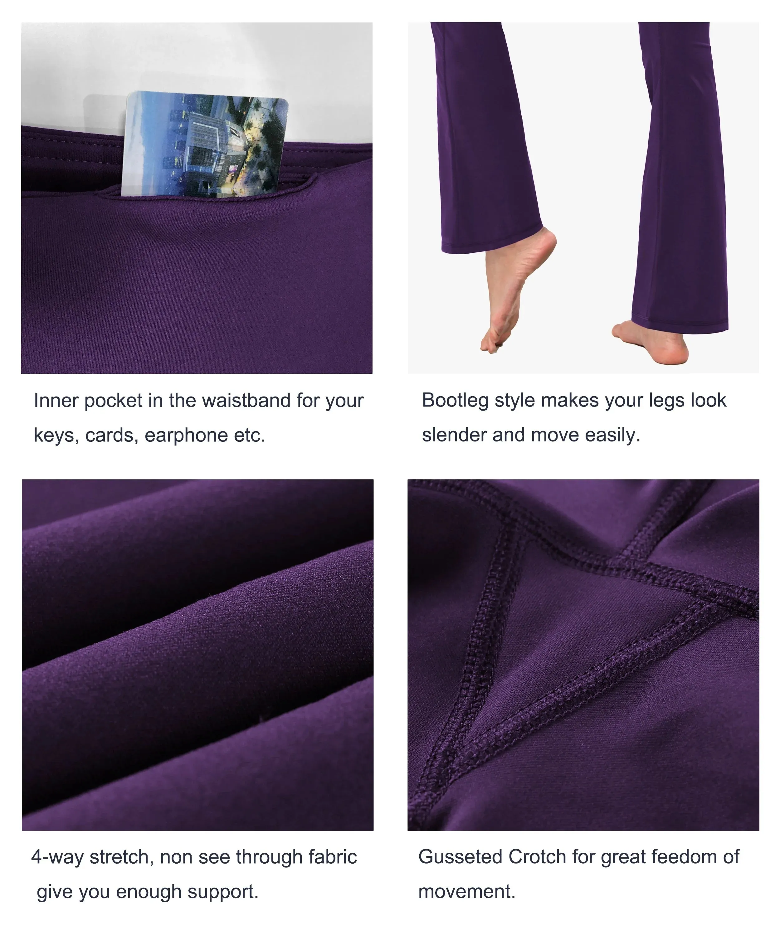 High Waist Bootcut Leggings pansypurple_yogastudio