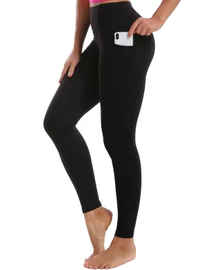 High Waisted Gym Pants 7/8 Length Leggings with Pockets black_Gym