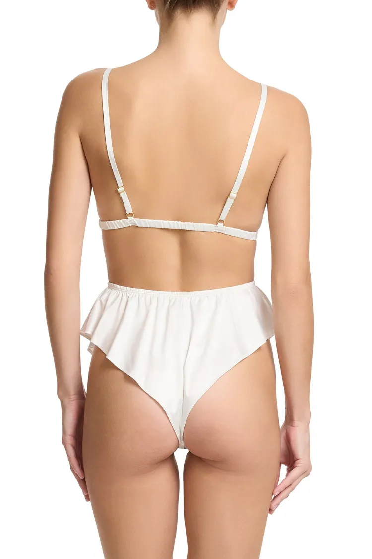 Jasmine Satin Pajama Shorts In Ivory