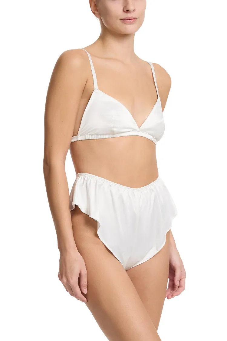 Jasmine Satin Pajama Shorts In Ivory