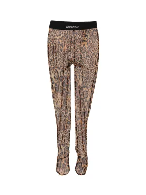 Just Cavalli Leopard Print Logo Waistband Leggings