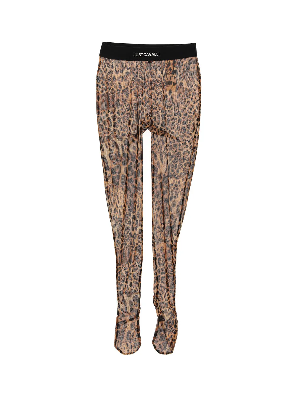 Just Cavalli Leopard Print Logo Waistband Leggings