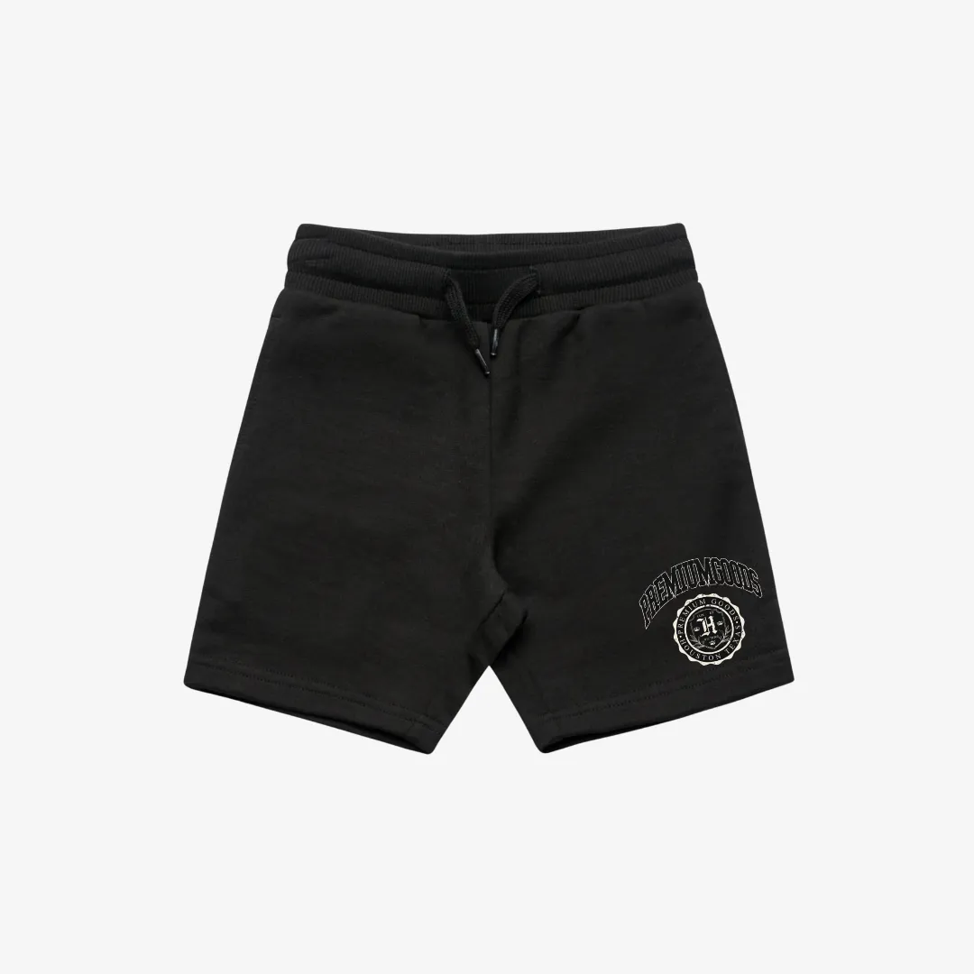 kids premiumgoods. sweat shorts crest (black)