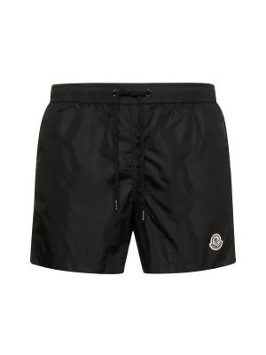 Moncler Logo Patch Drawstring Swim Shorts