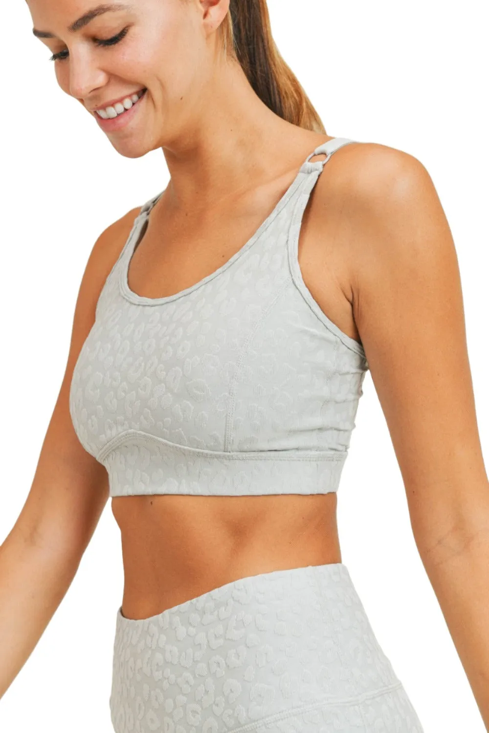 Mono B Leopard Jacquard TACTEL® Sports Bra AT8031