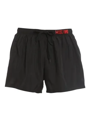 Moschino Logo Plaque Drawstring Swim Shorts