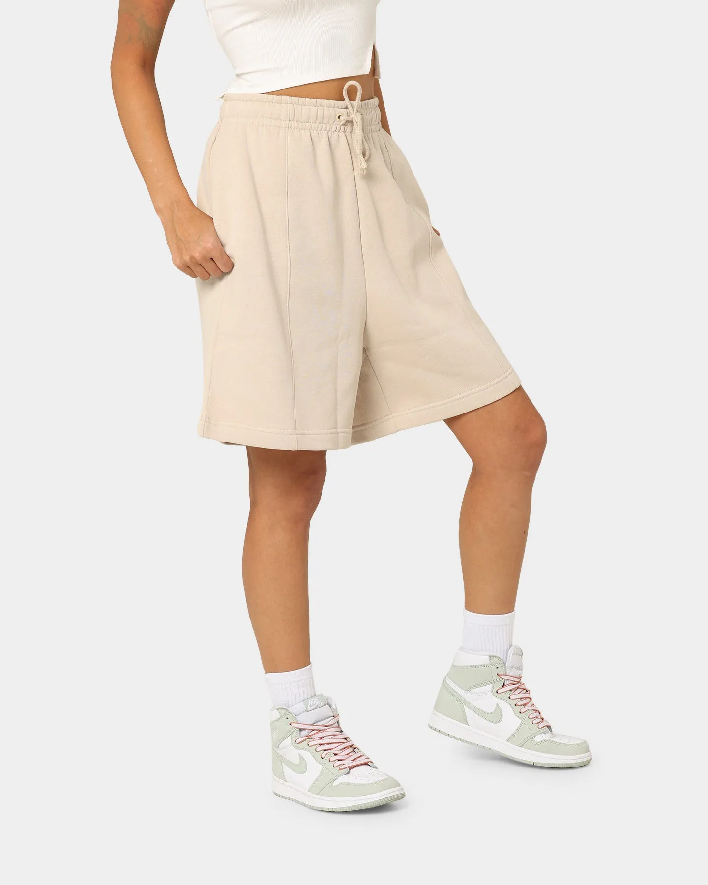 Nike Women's Essential Collection Fleece High Rise Shorts Sanddrift