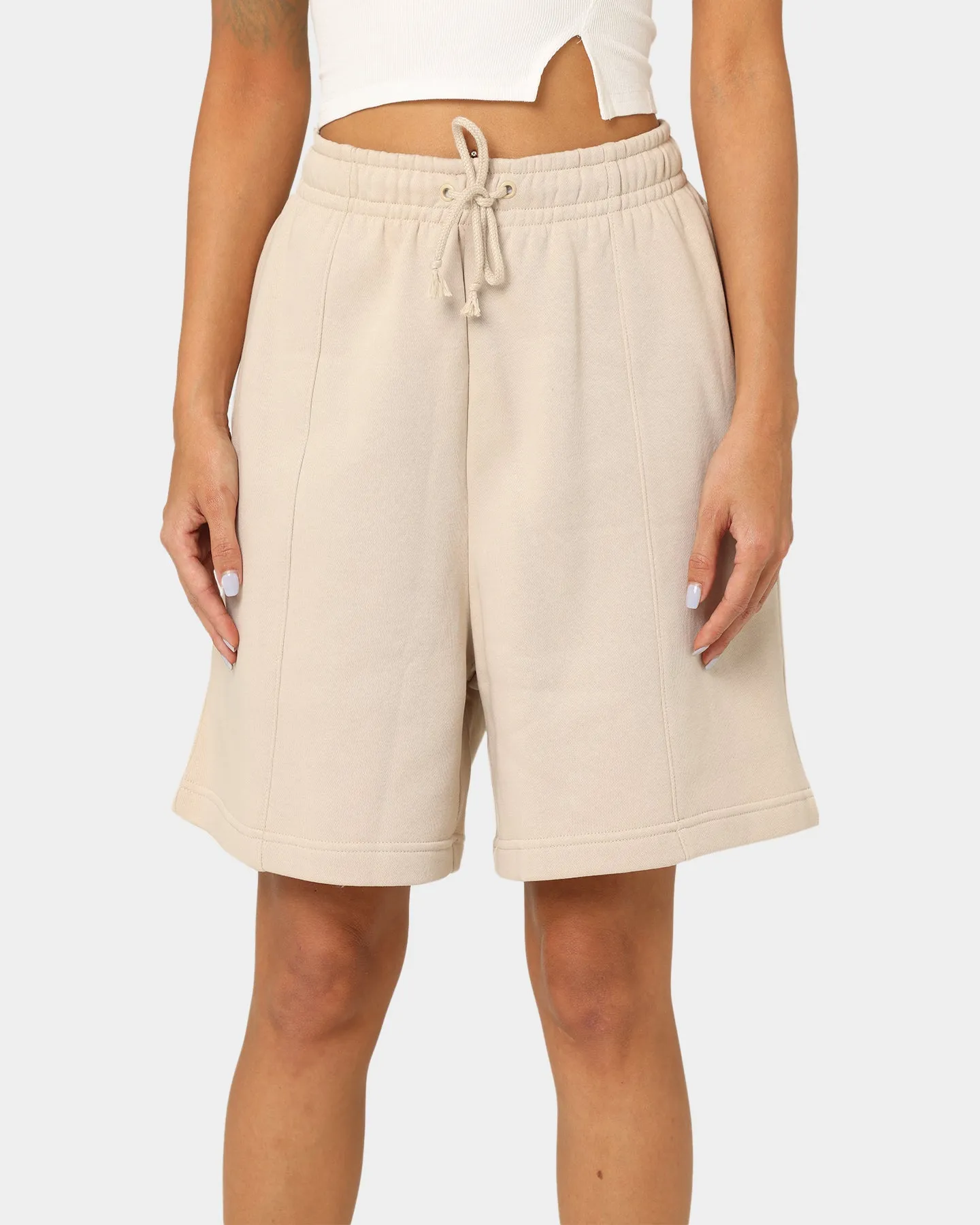 Nike Women's Essential Collection Fleece High Rise Shorts Sanddrift