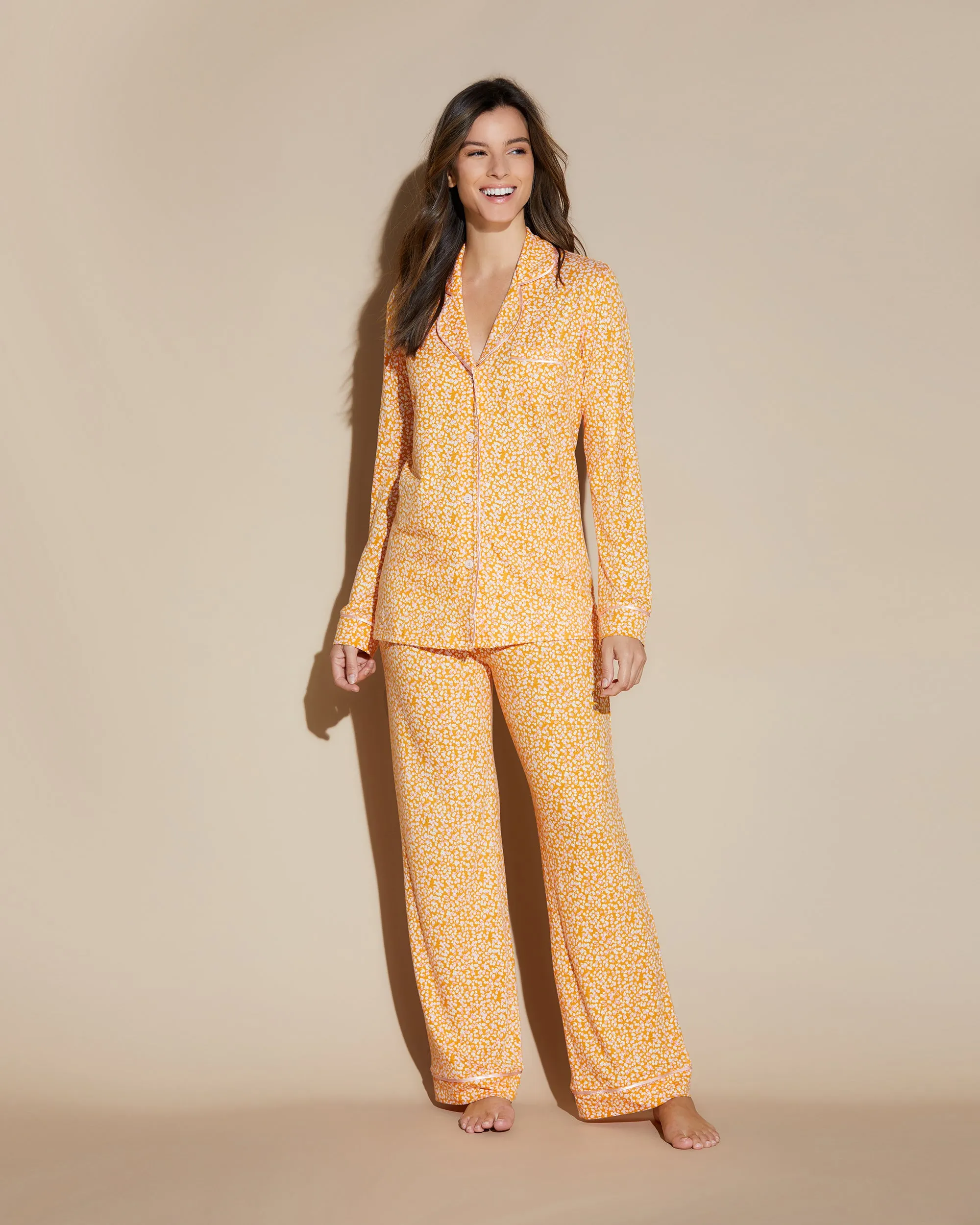 Petite Printed Long Sleeve Top & Pant Pajama Set