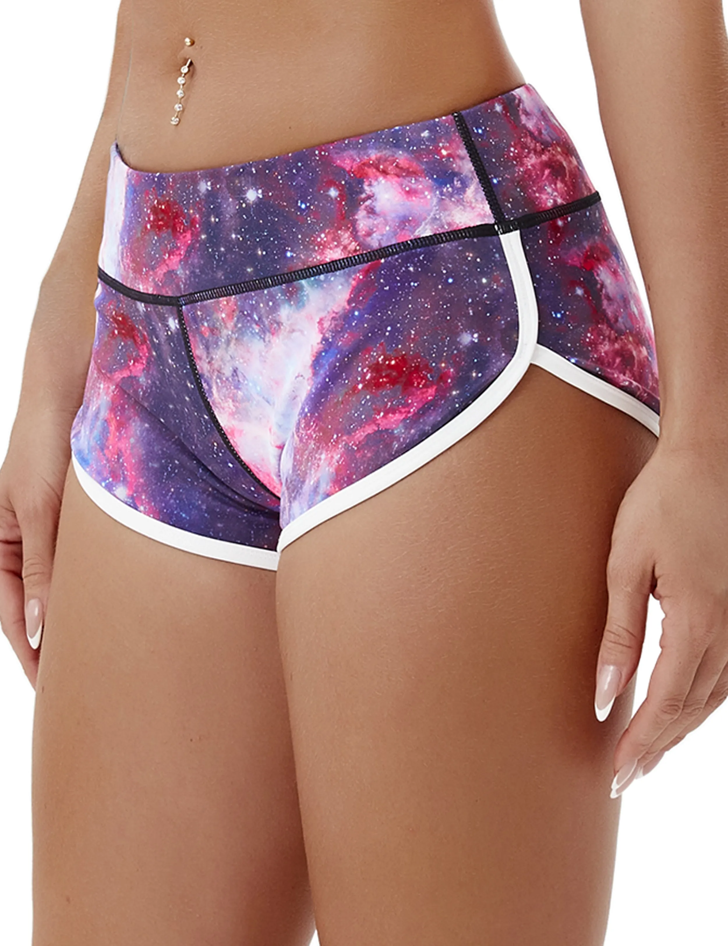 Printed Booty Gym Shorts galaxy_Gym