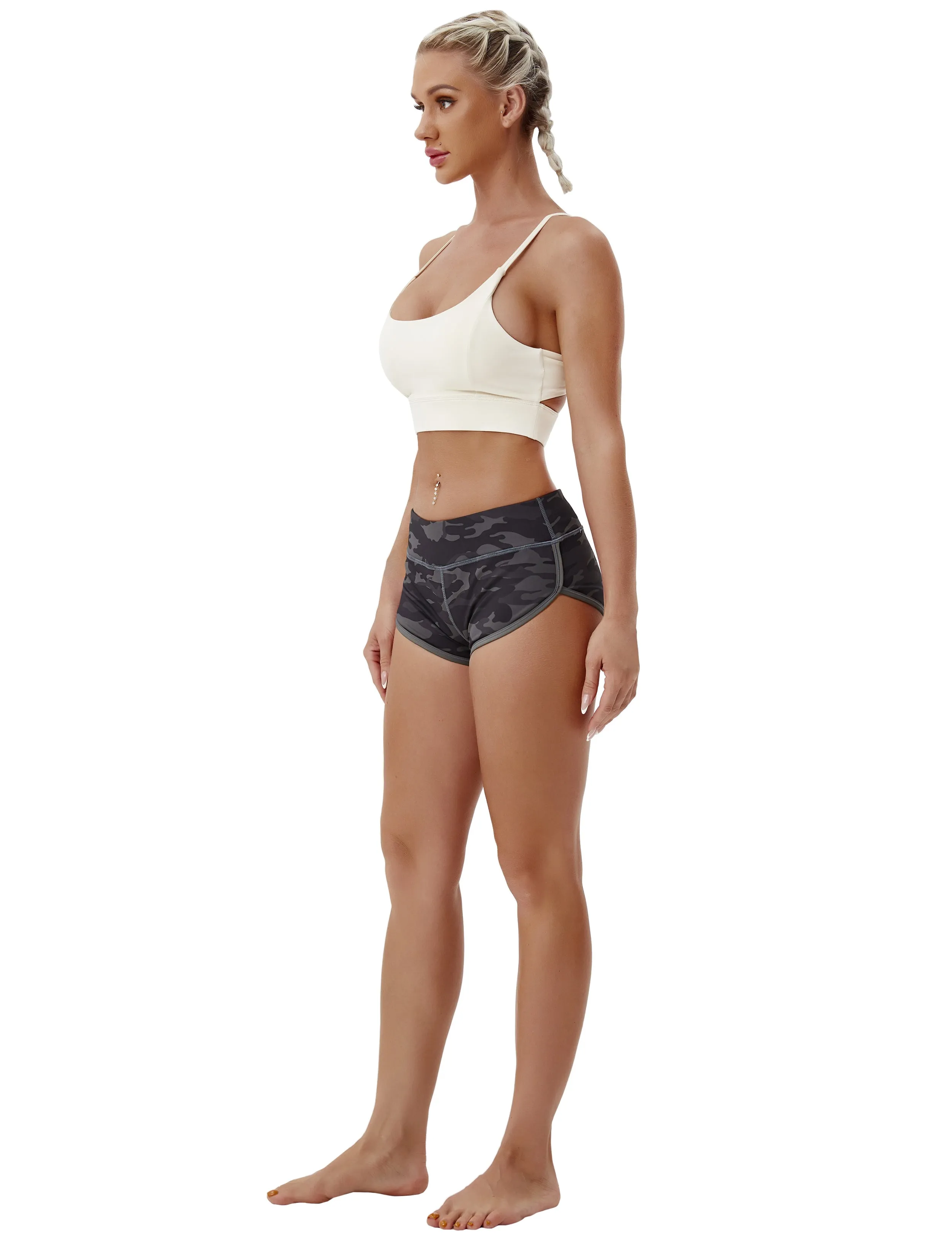 Printed Booty Yoga Shorts dimgray camo_yoga