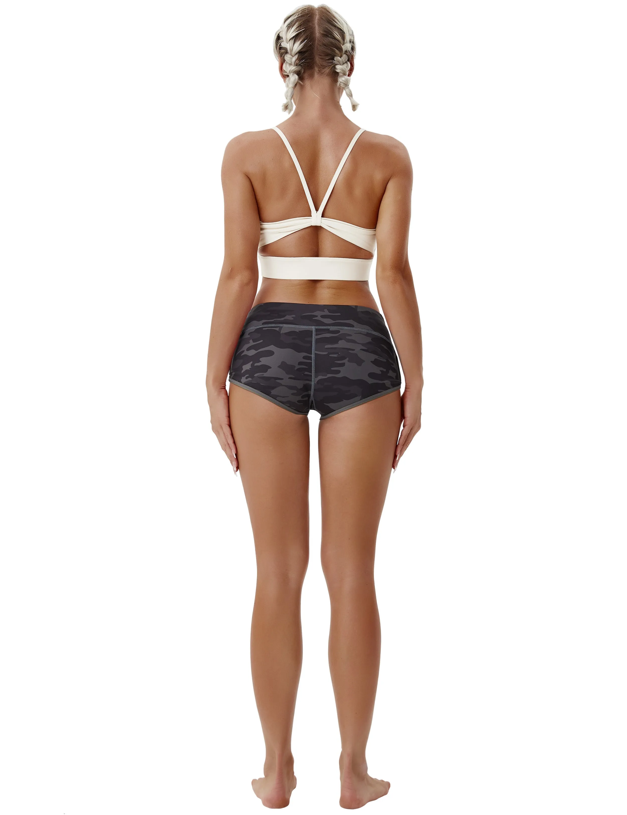 Printed Booty Yoga Shorts dimgray camo_yoga