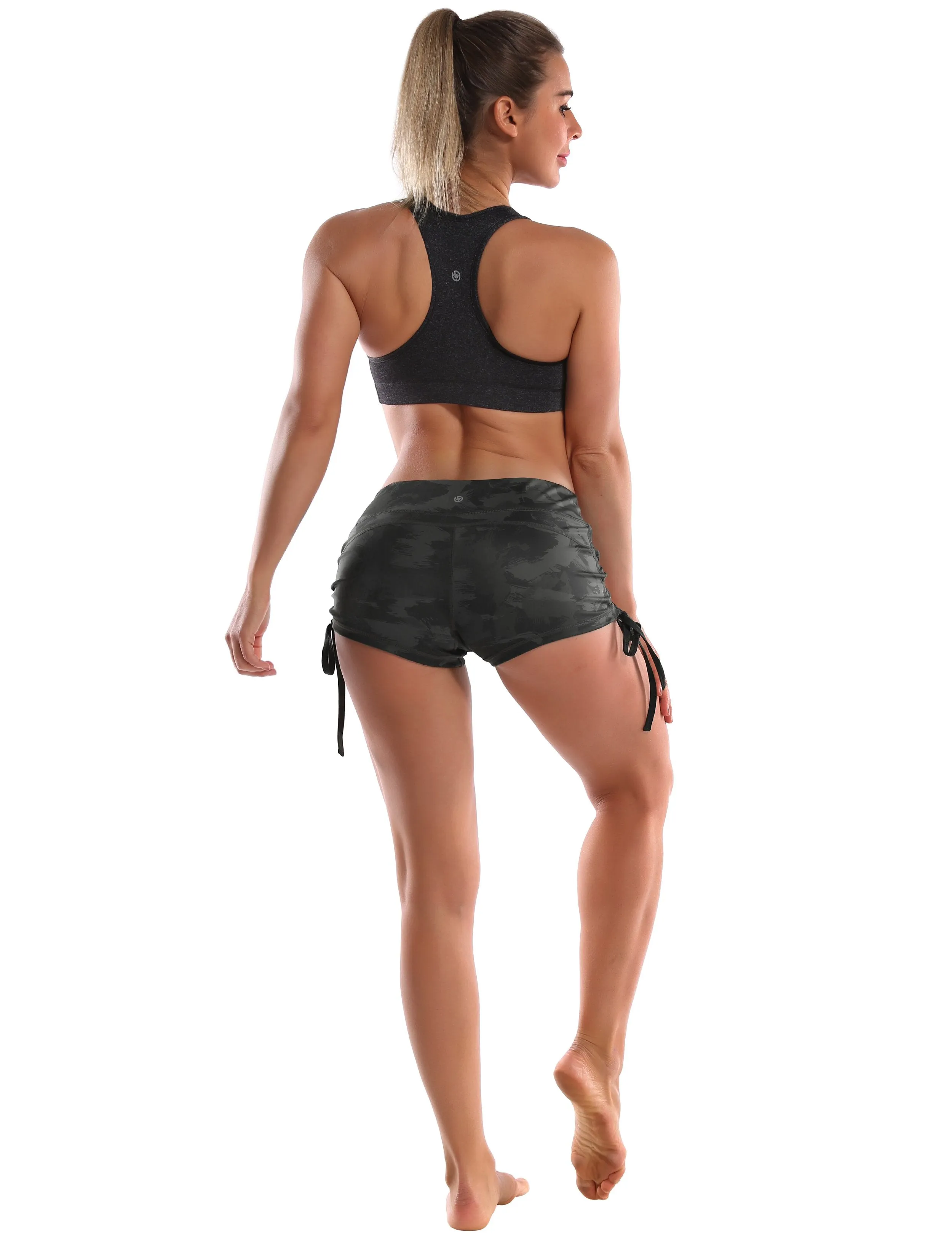 Printed Side Drawstring Hot Shorts dimgray brushcamo ins_Plus Size