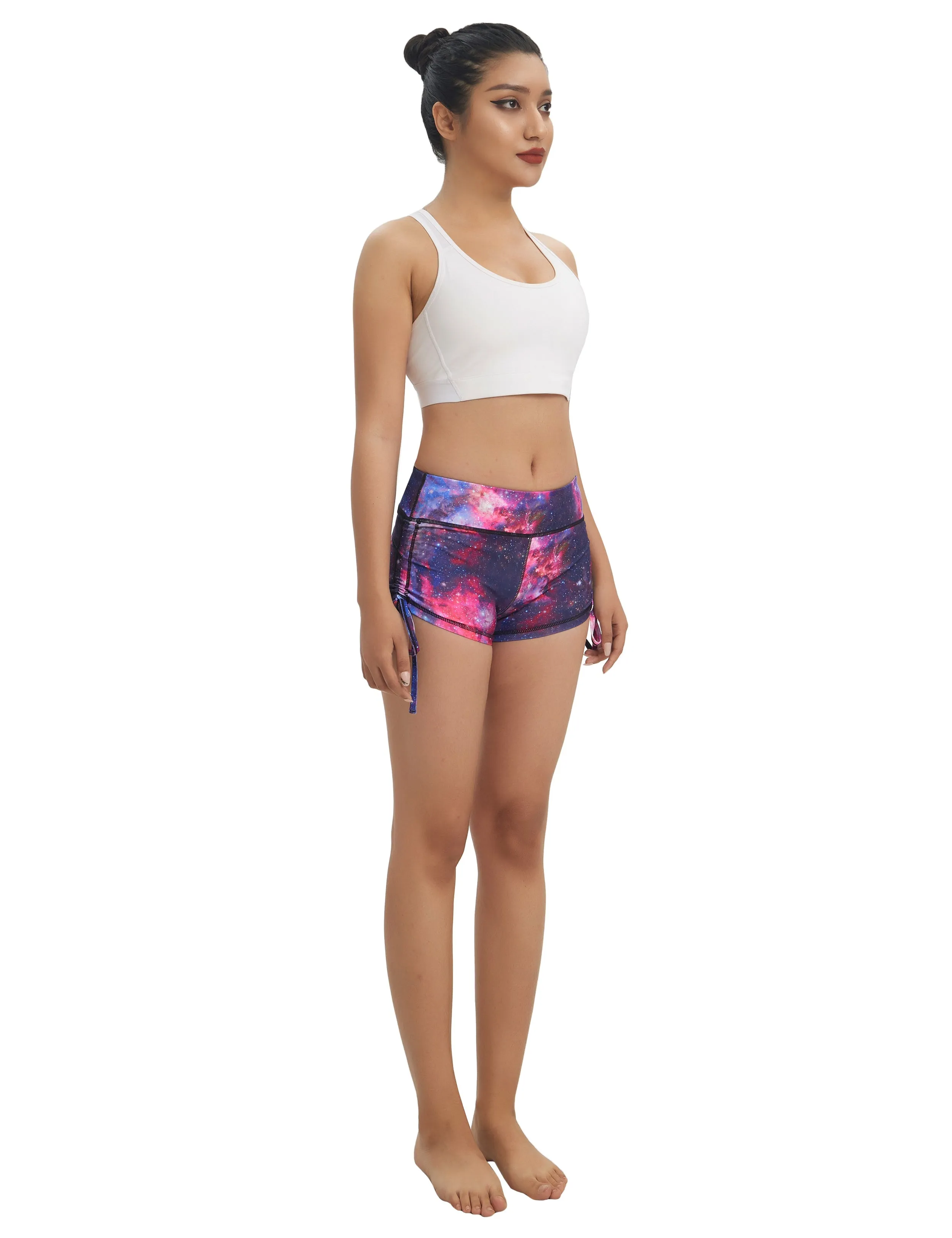 Printed Side Drawstring Hot Shorts galaxy_Biking