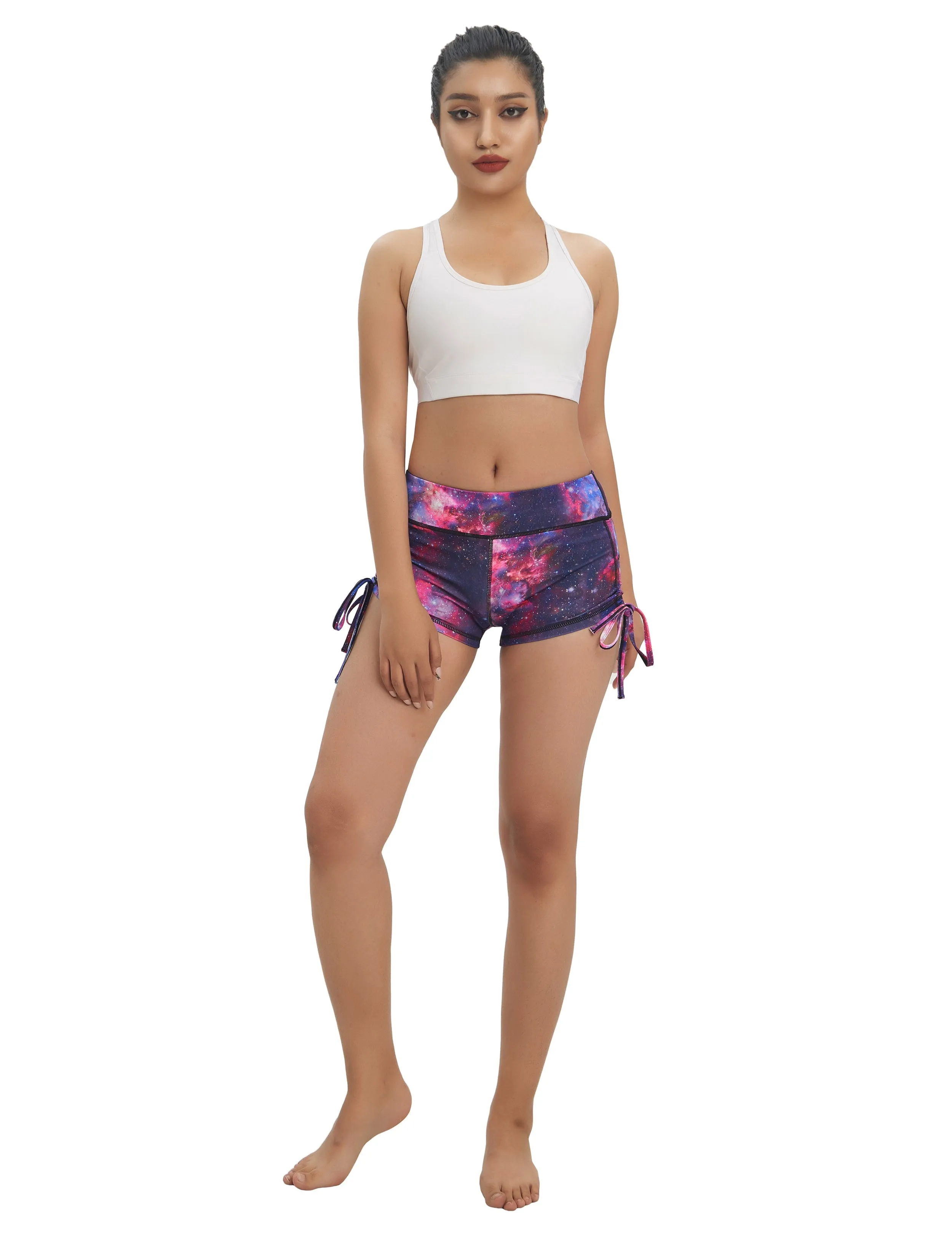 Printed Side Drawstring Hot Shorts galaxy_Biking