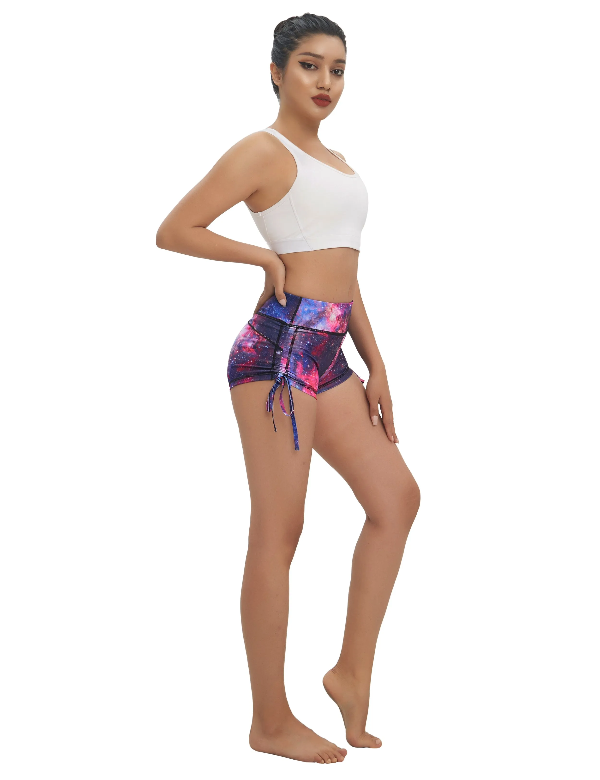 Printed Side Drawstring Hot Shorts galaxy_Biking