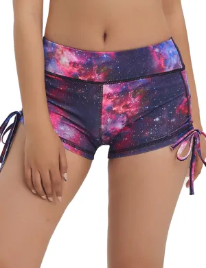 Printed Side Drawstring Hot Shorts galaxy_Biking