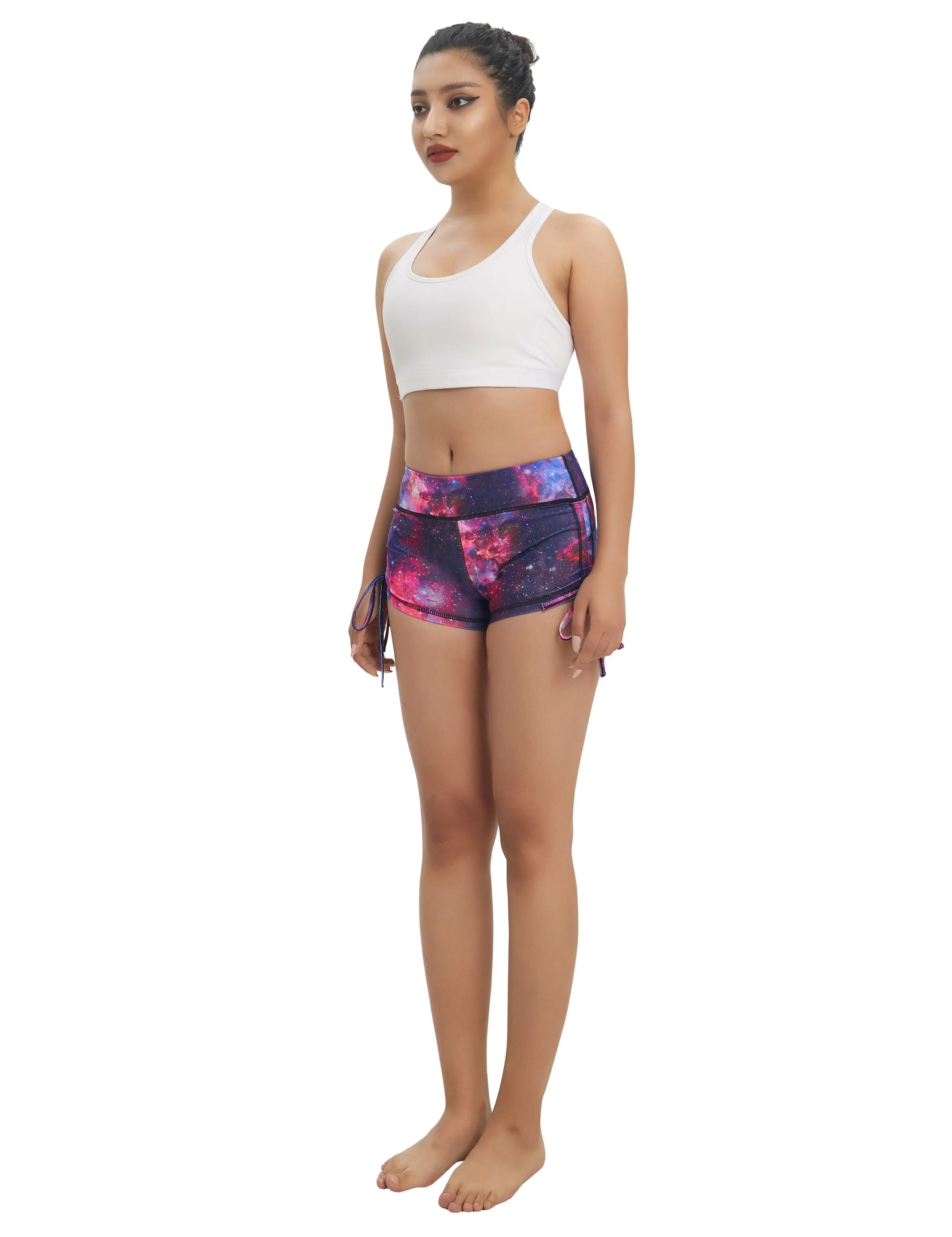 Printed Side Drawstring Hot Shorts galaxy_Biking