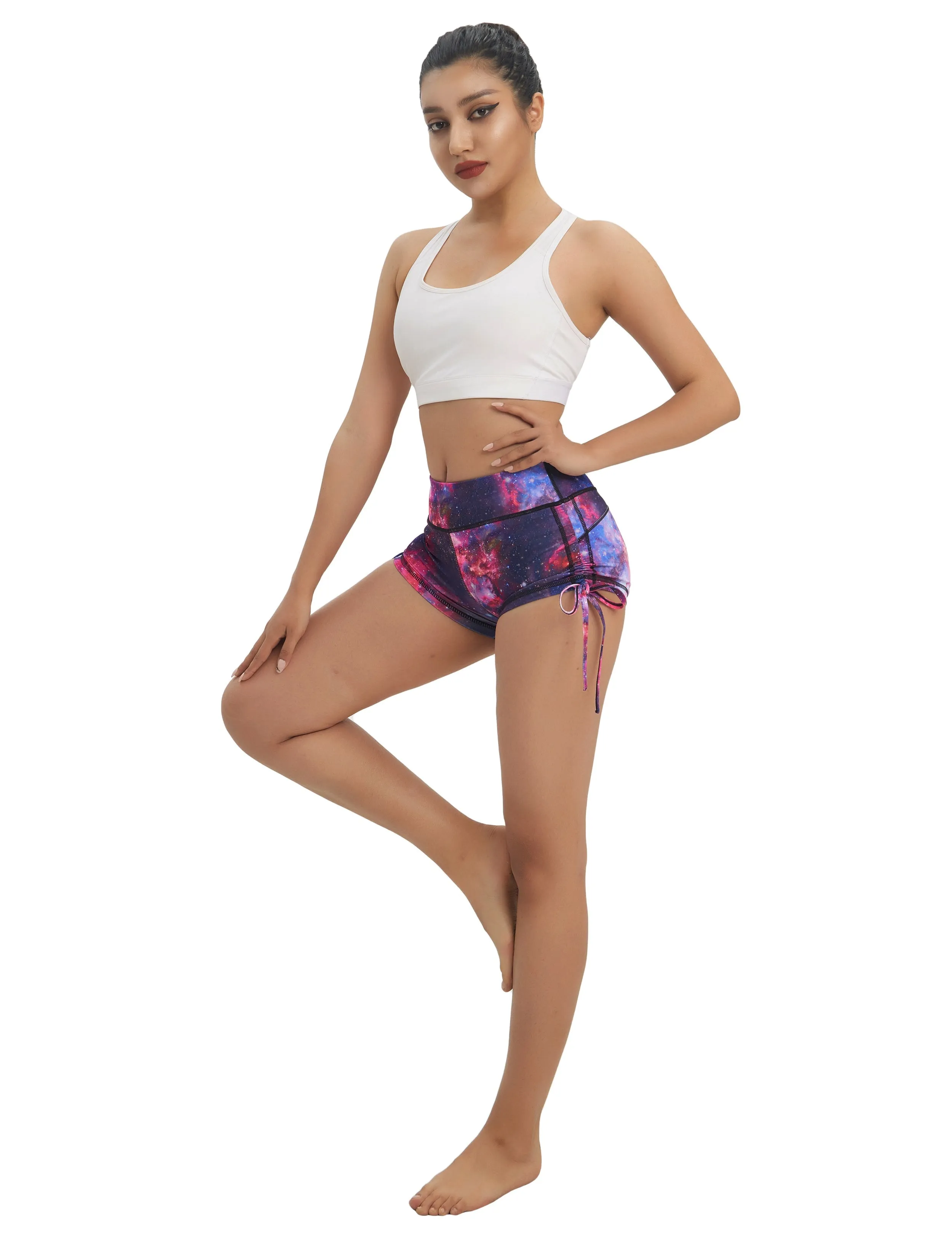 Printed Side Drawstring Hot Shorts galaxy_Biking