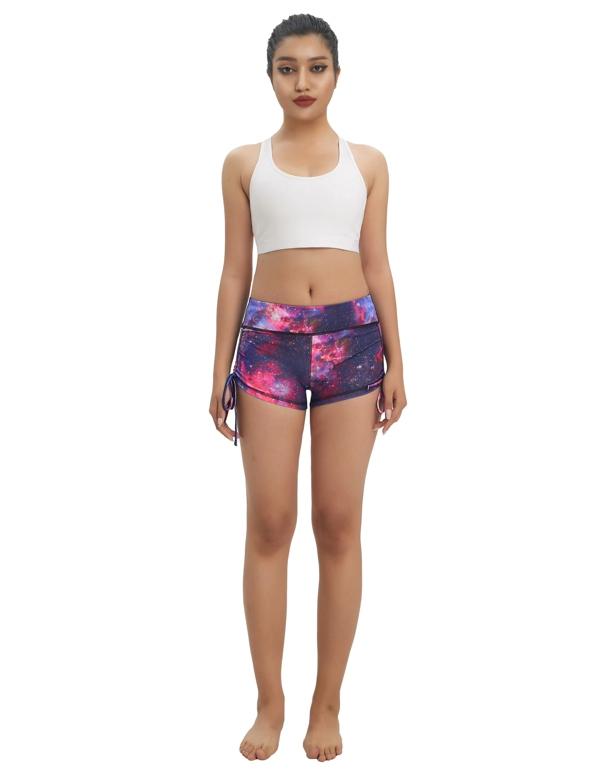 Printed Side Drawstring Hot Shorts galaxy_Biking