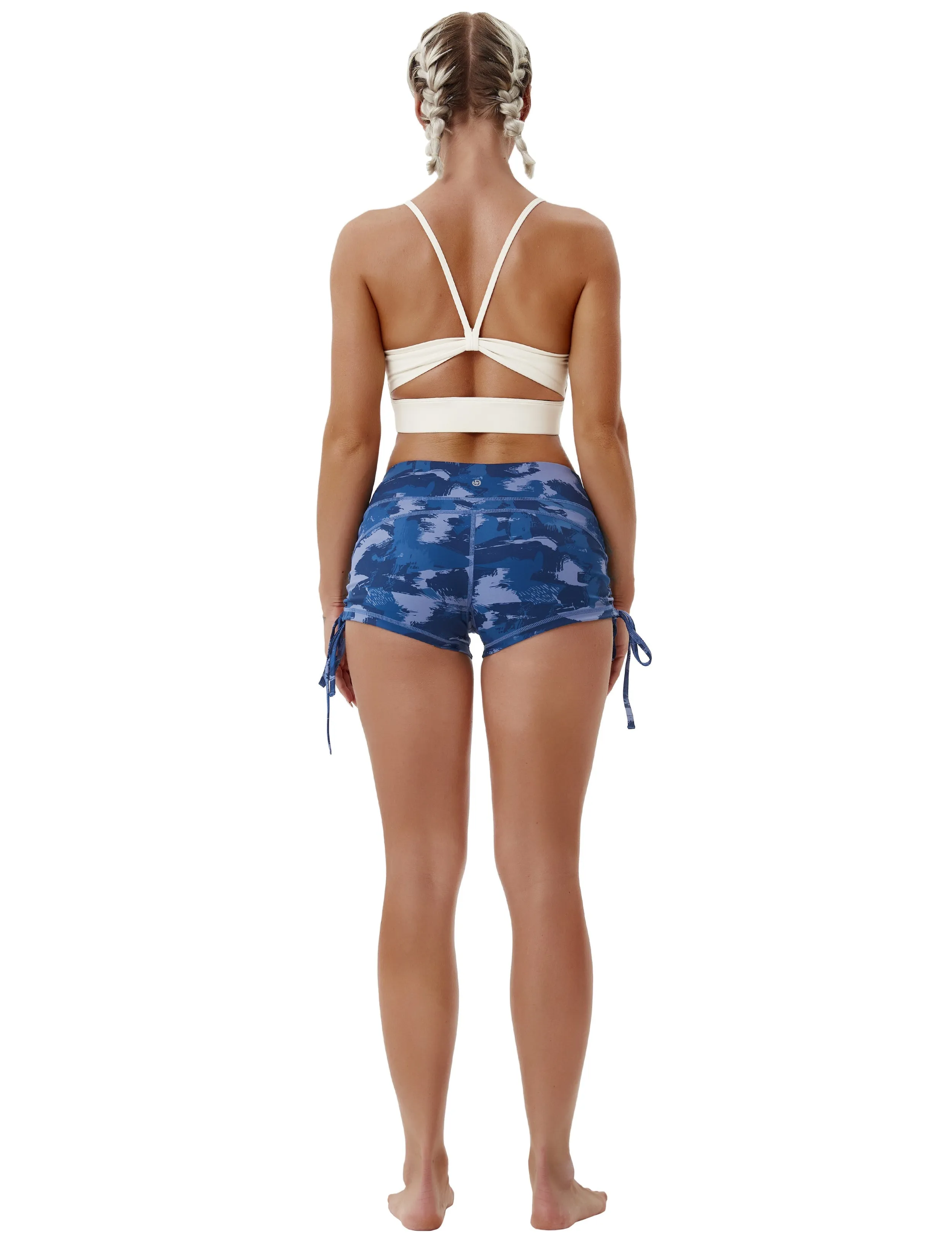 Printed Side Drawstring Hot Shorts navy brushcamo_Gym