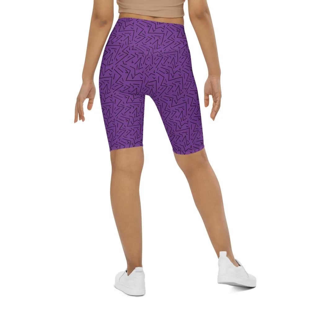 Purple Black Line Bike Shorts