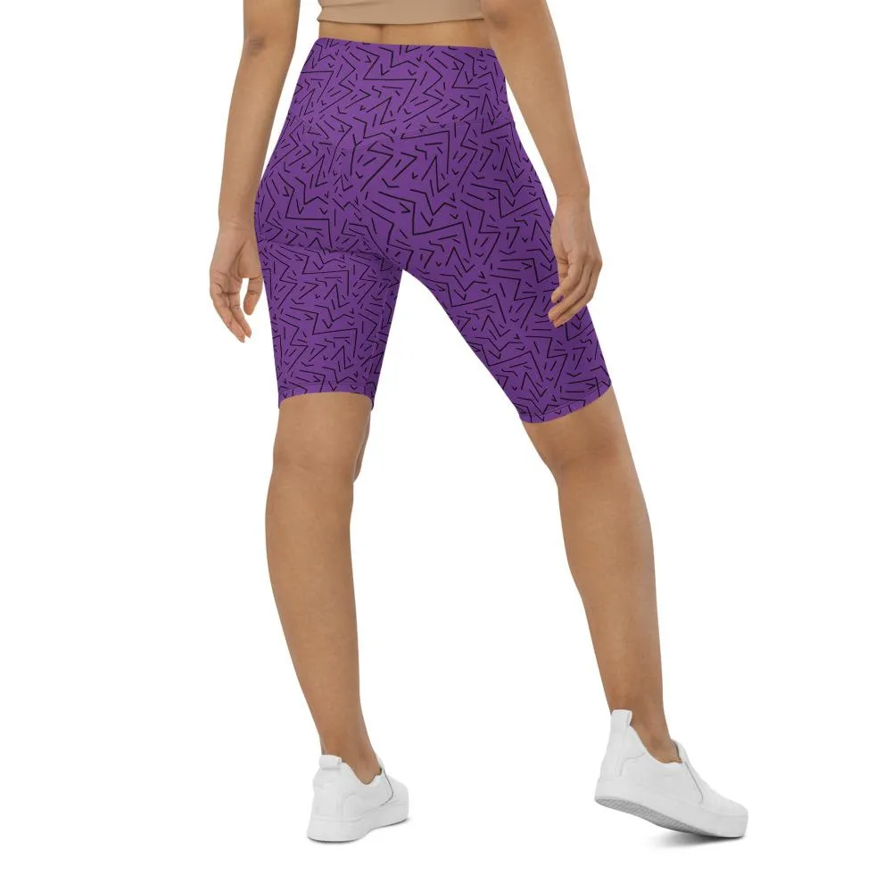 Purple Black Line Bike Shorts