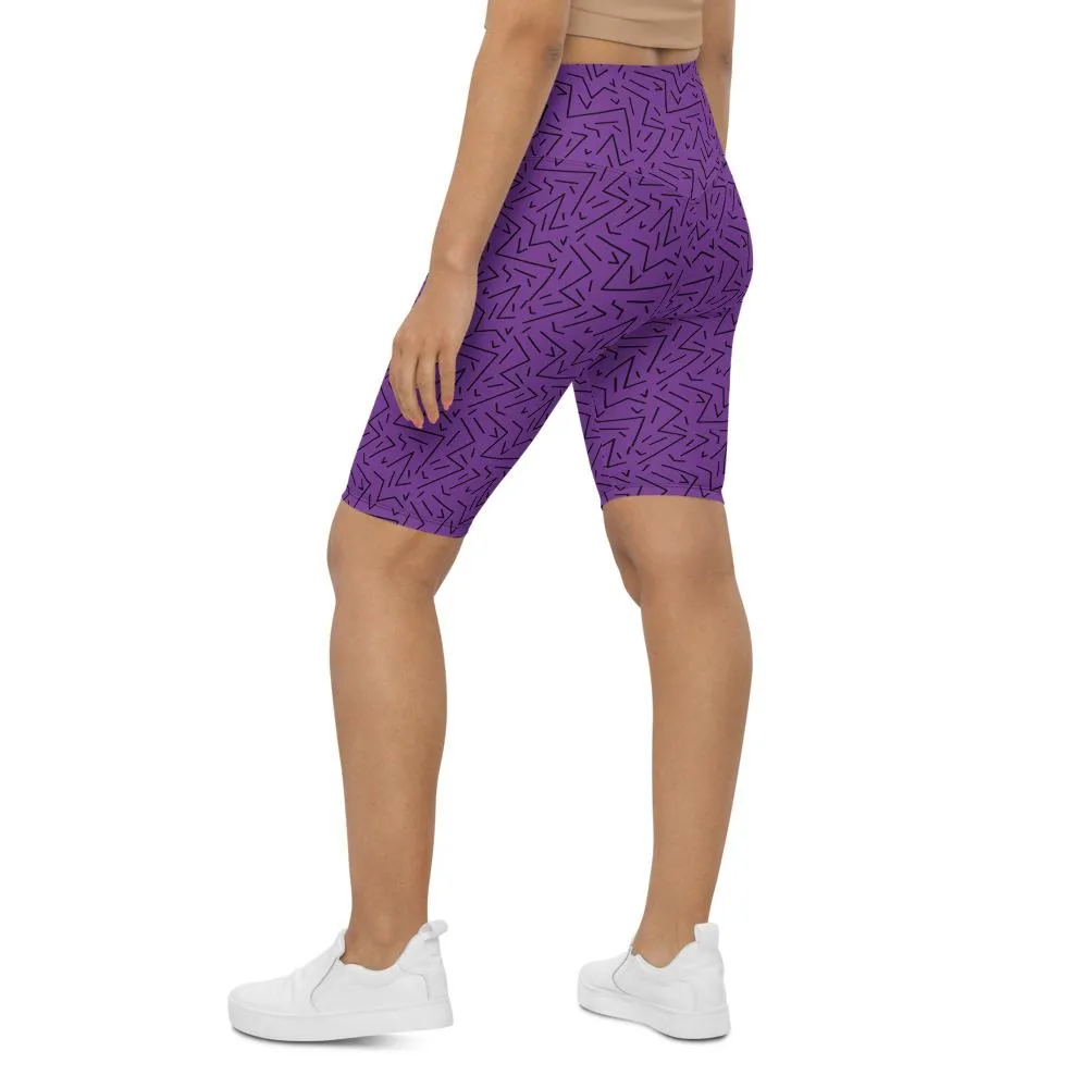 Purple Black Line Bike Shorts