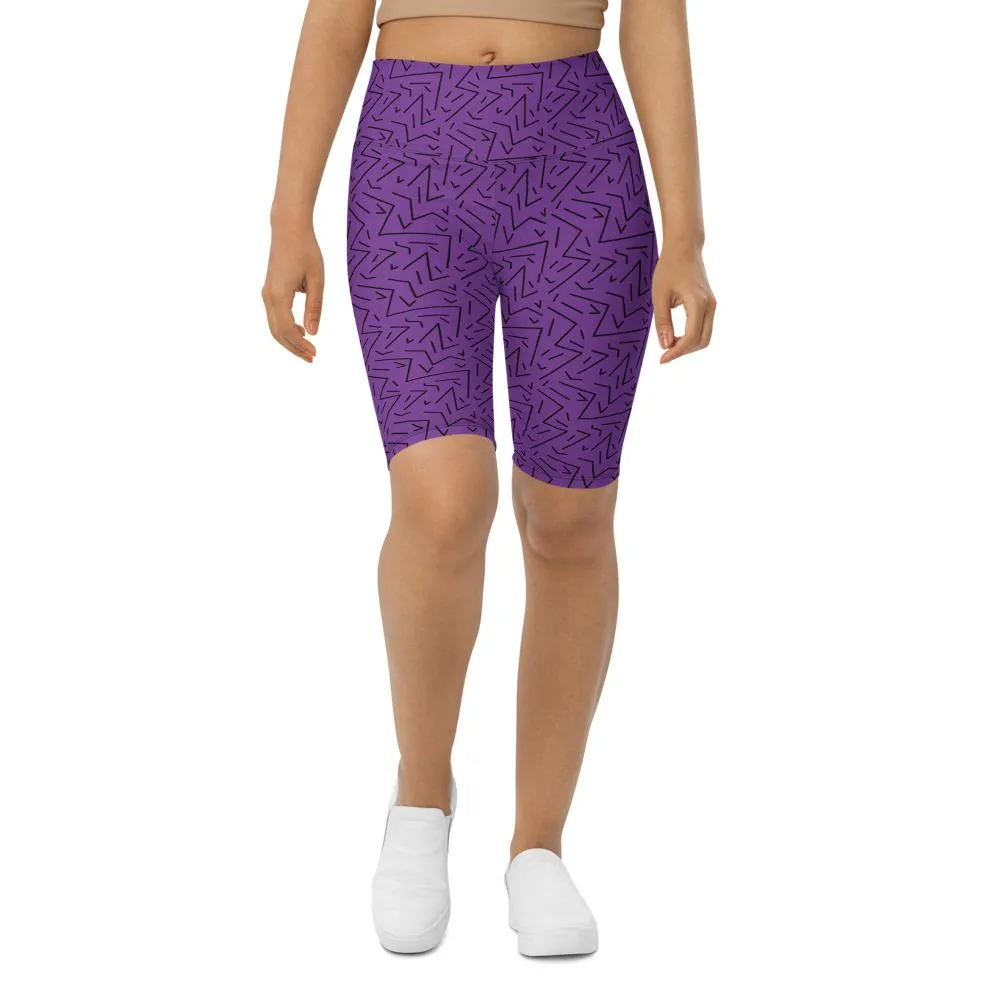 Purple Black Line Bike Shorts