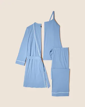 Pyjama-Set Für Schwangere, 3-Teilig, Mit Bademantel