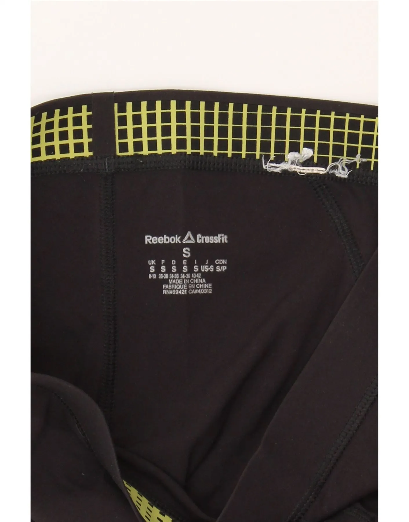 REEBOK Womens Graphic Leggings UK 8/10 Small Black Colourblock