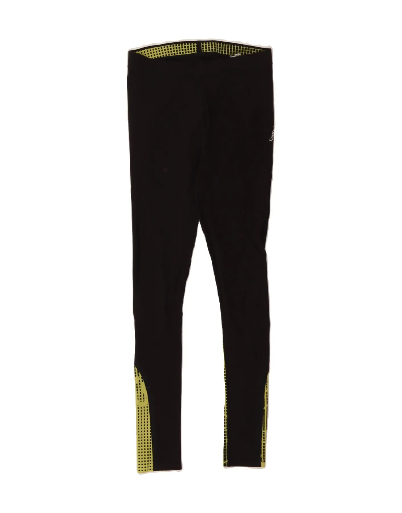 REEBOK Womens Graphic Leggings UK 8/10 Small Black Colourblock