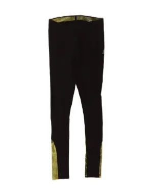 REEBOK Womens Graphic Leggings UK 8/10 Small Black Colourblock