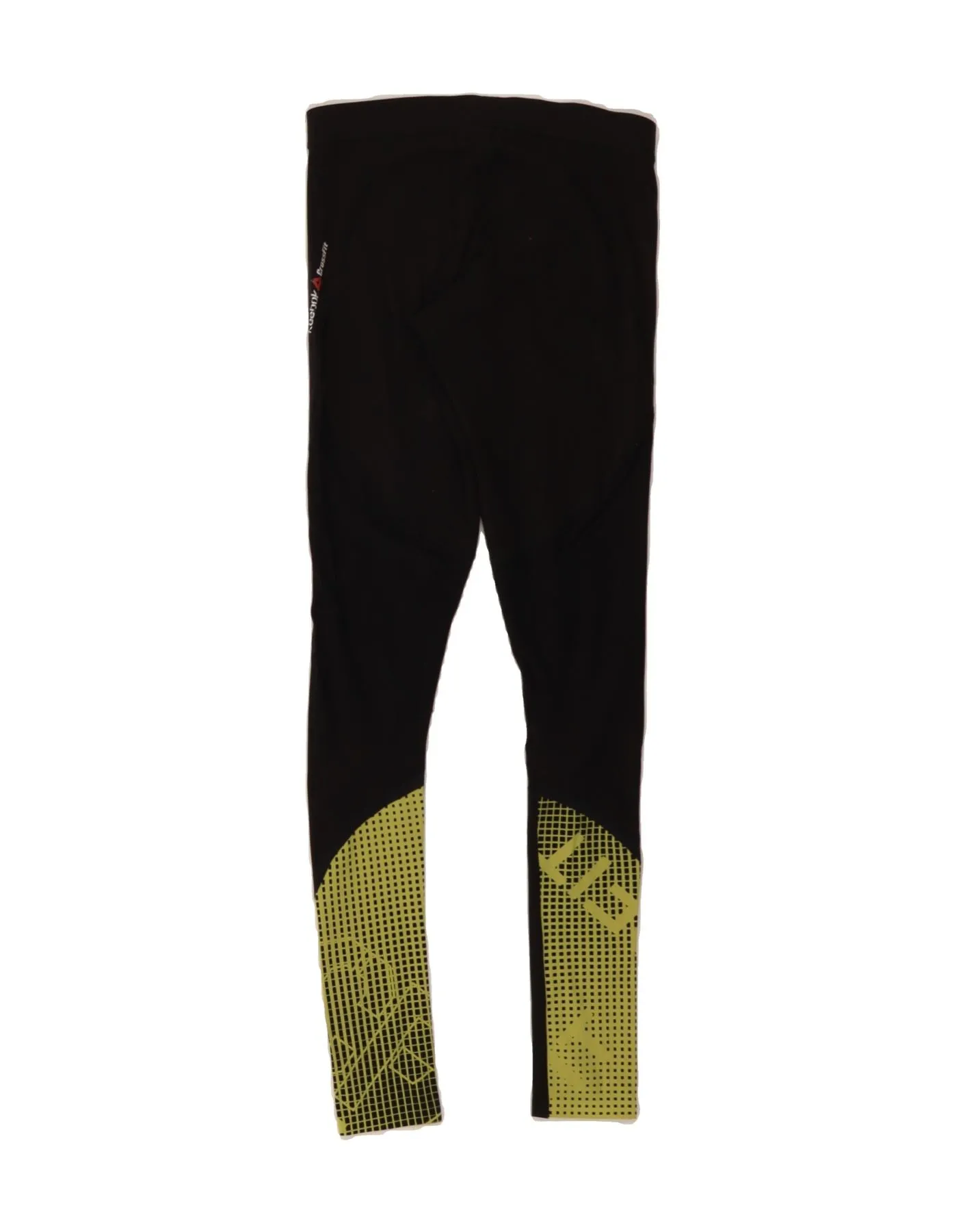REEBOK Womens Graphic Leggings UK 8/10 Small Black Colourblock