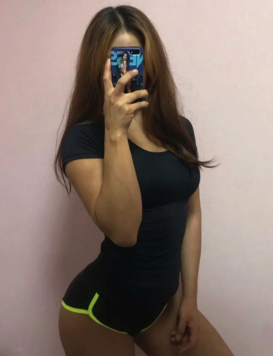 Sexy Booty Biking Shorts black_fluorescentyellow ins_Biking