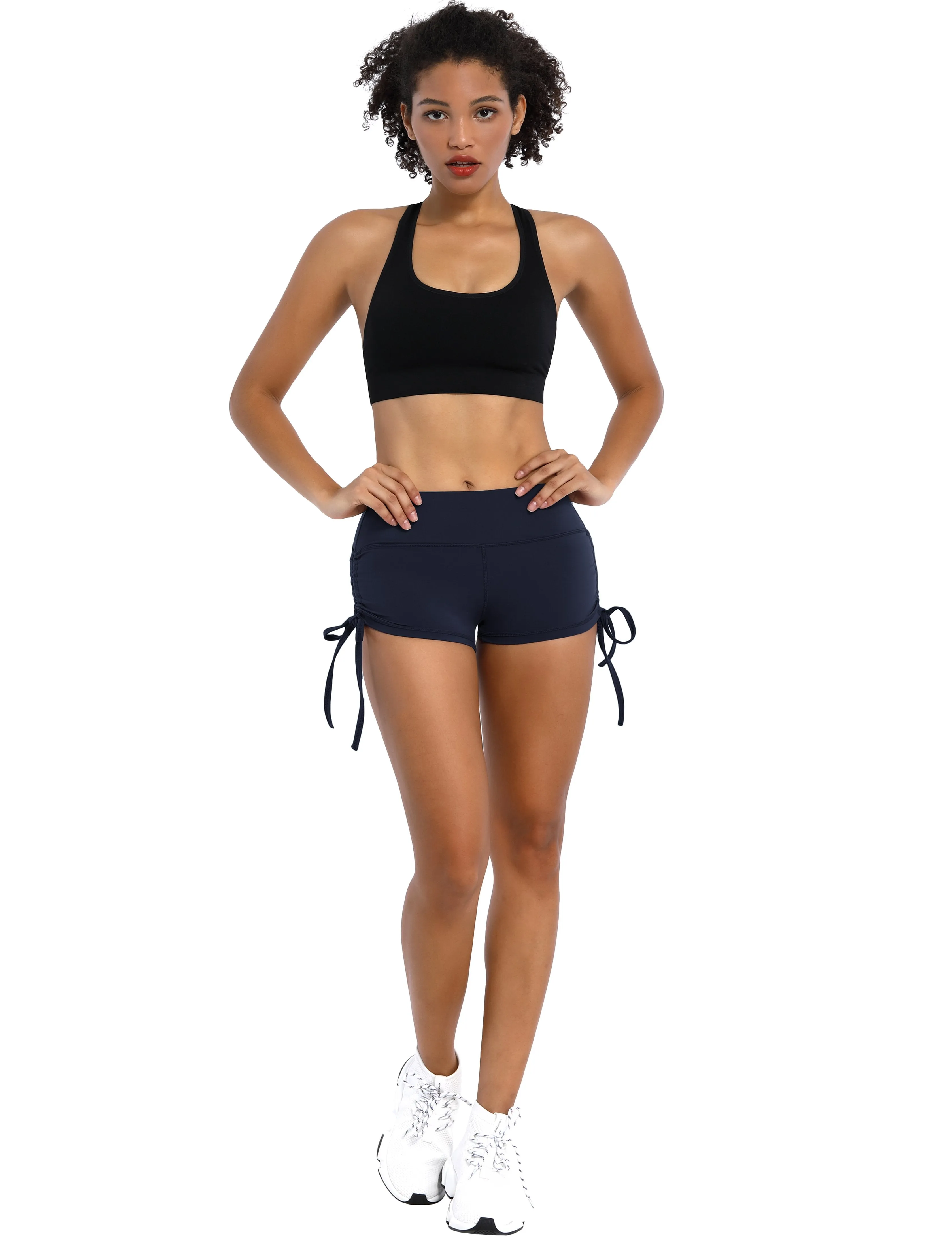 Side Drawstring Hot Shorts darknavy ins_Jogging