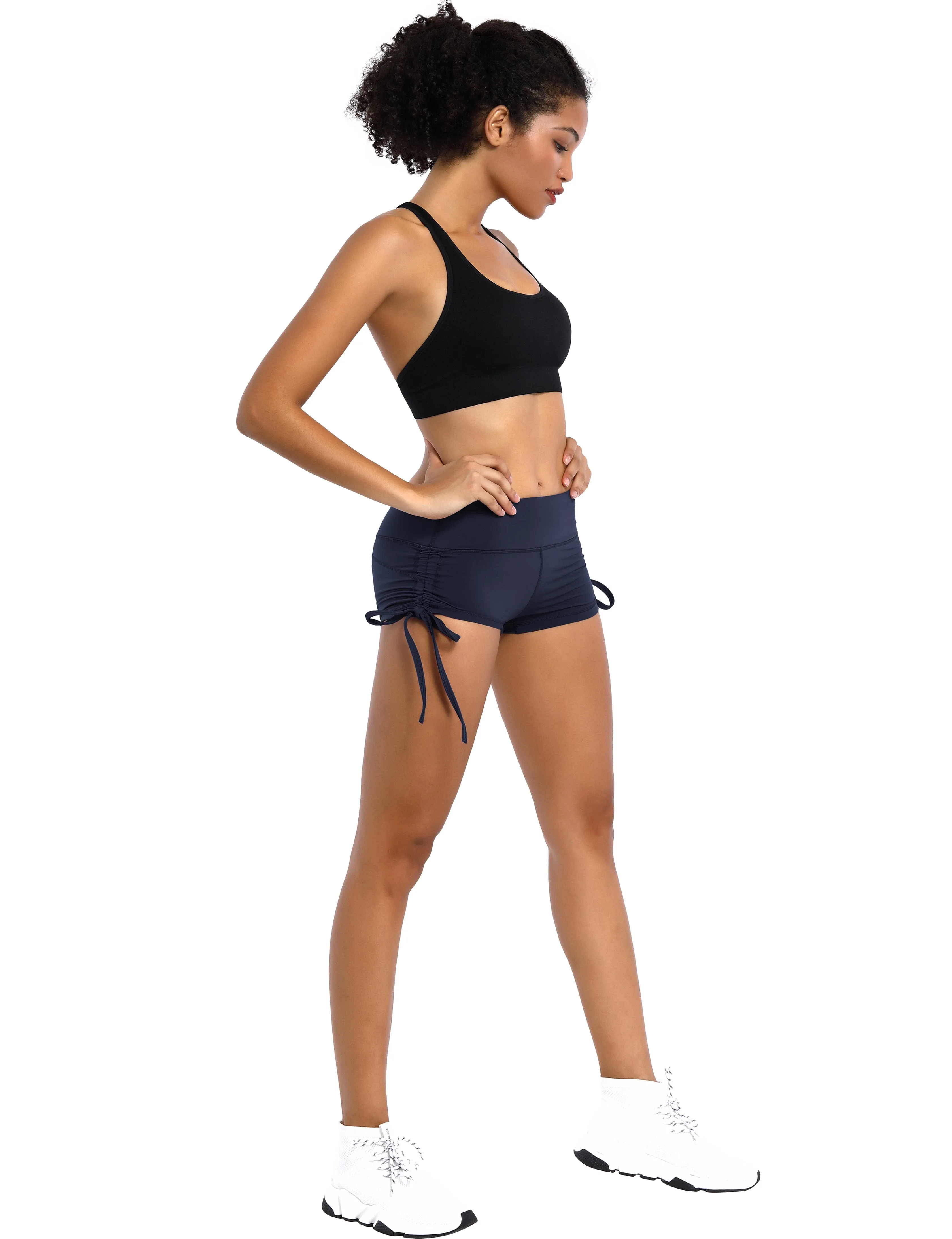 Side Drawstring Hot Shorts darknavy ins_Jogging
