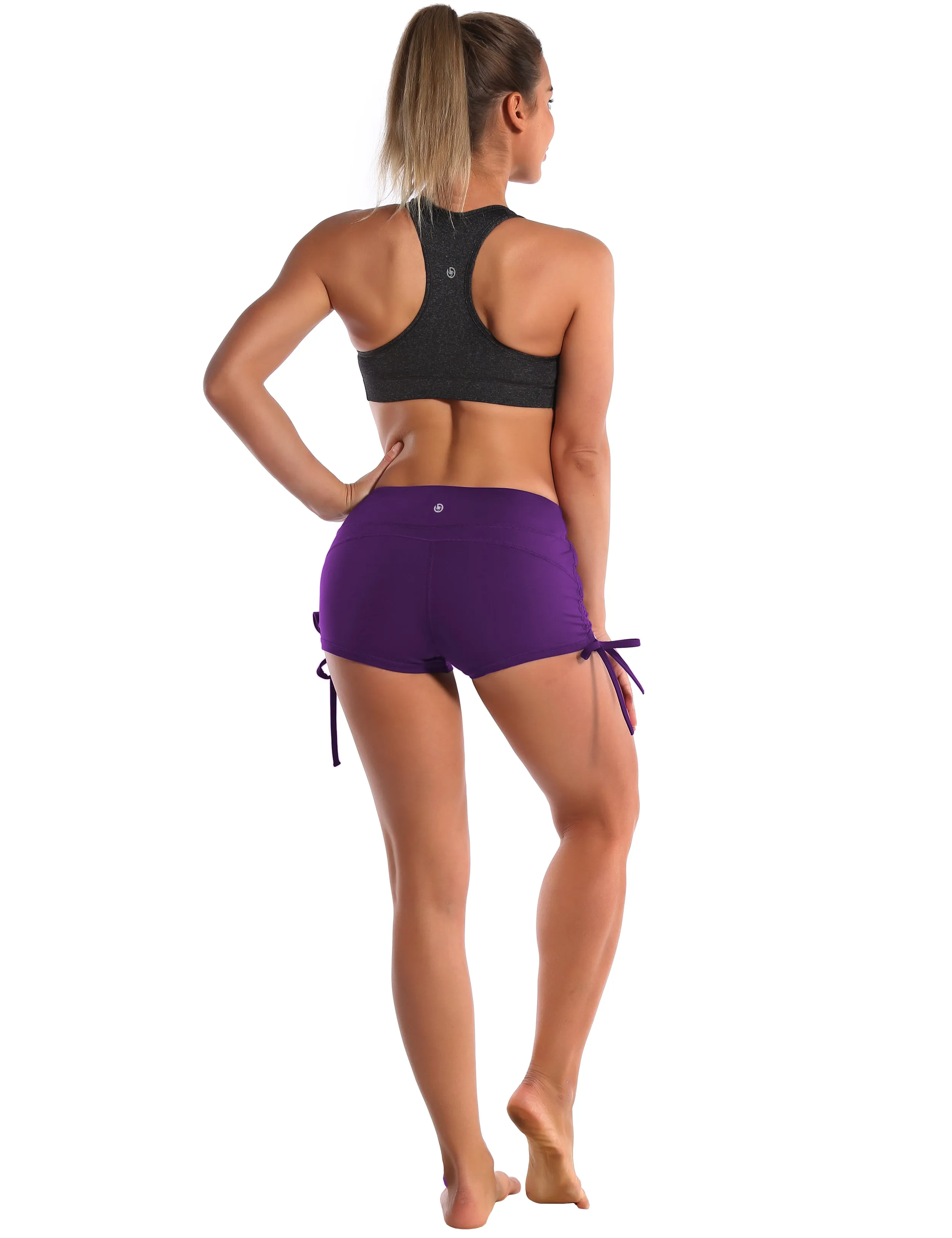 Side Drawstring Hot Shorts eggplantpurple_Plus Size