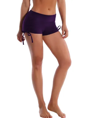 Side Drawstring Hot Shorts eggplantpurple_Plus Size