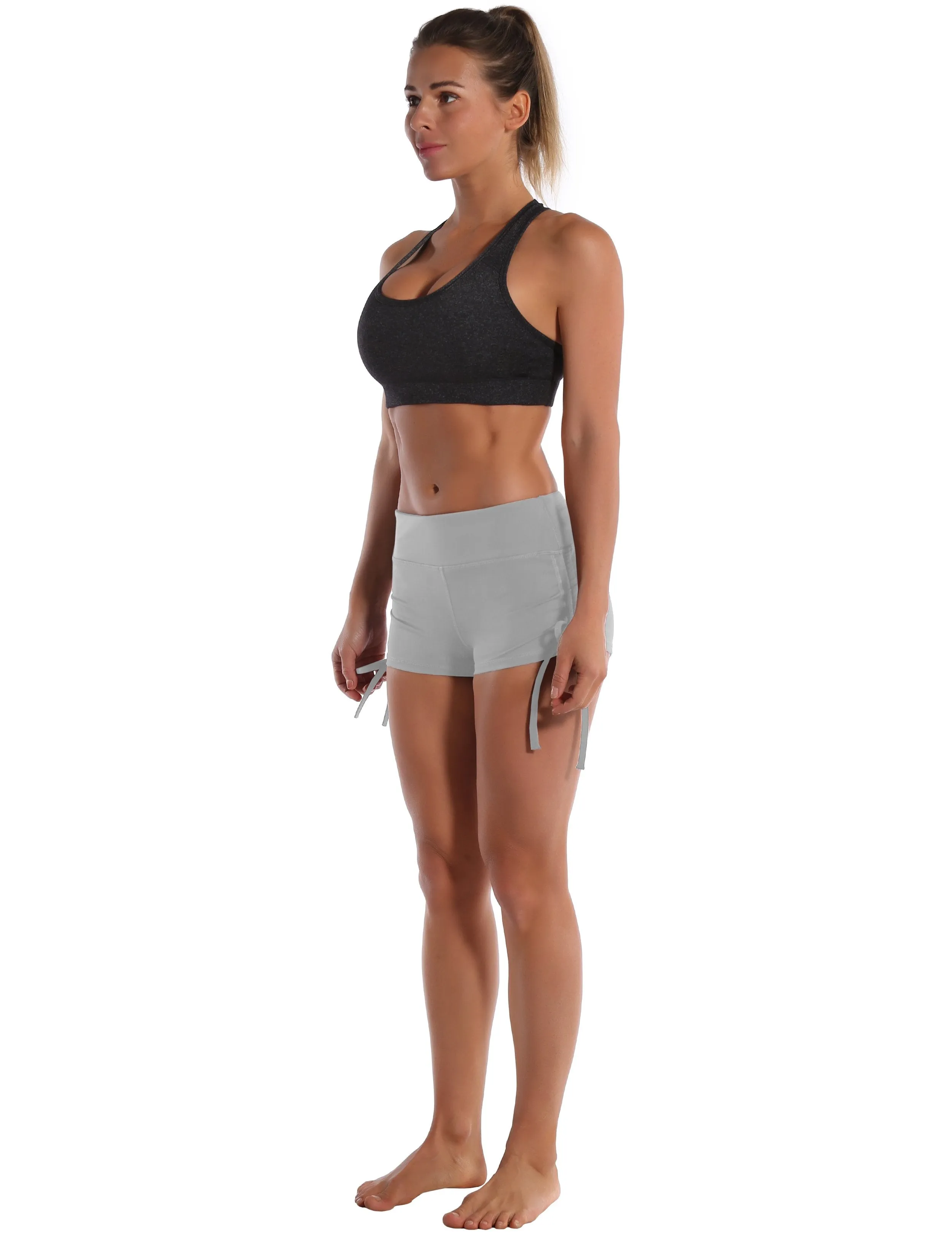Side Drawstring Hot Shorts lightgray ins_Biking
