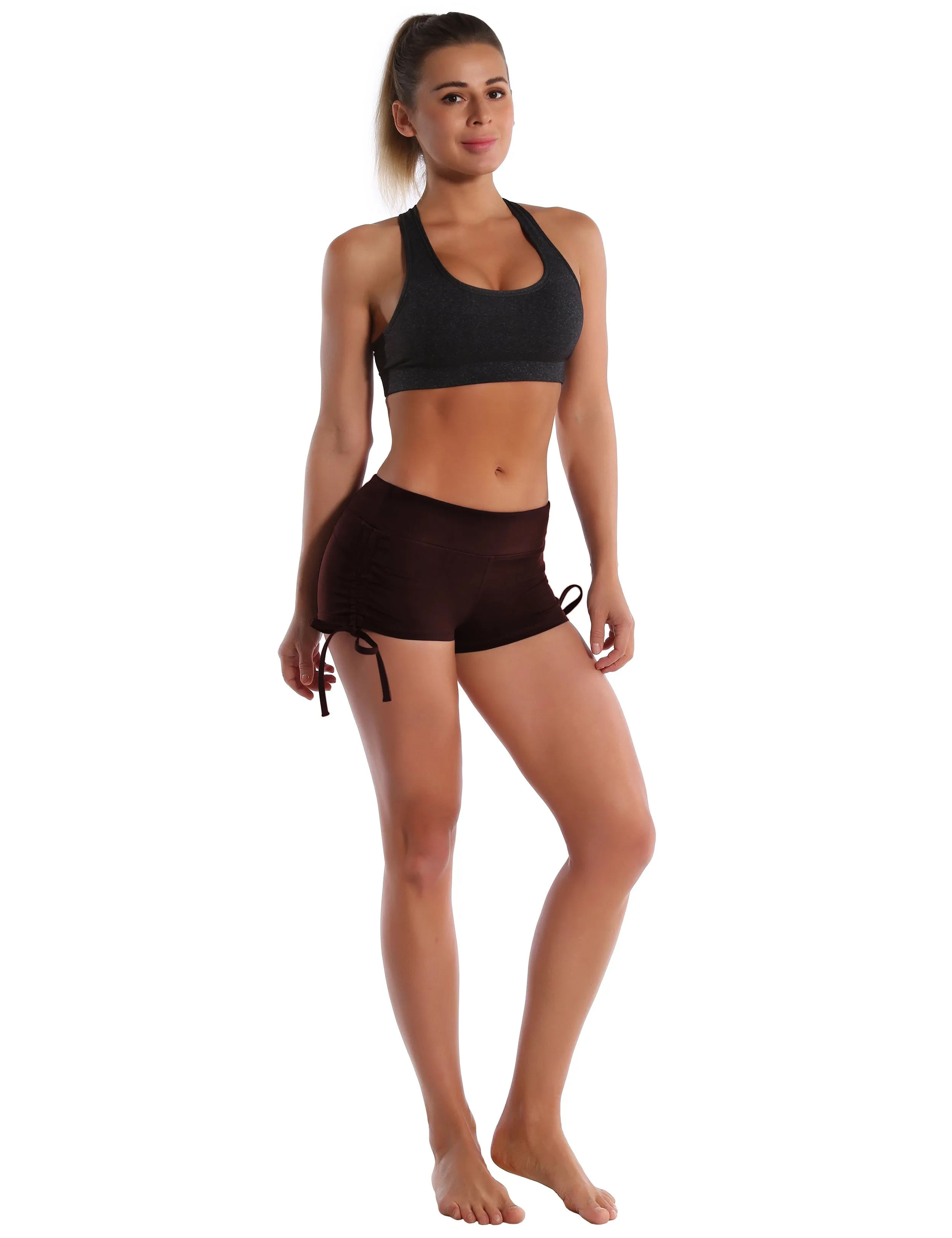 Side Drawstring Hot Shorts mahoganymaroon_Jogging