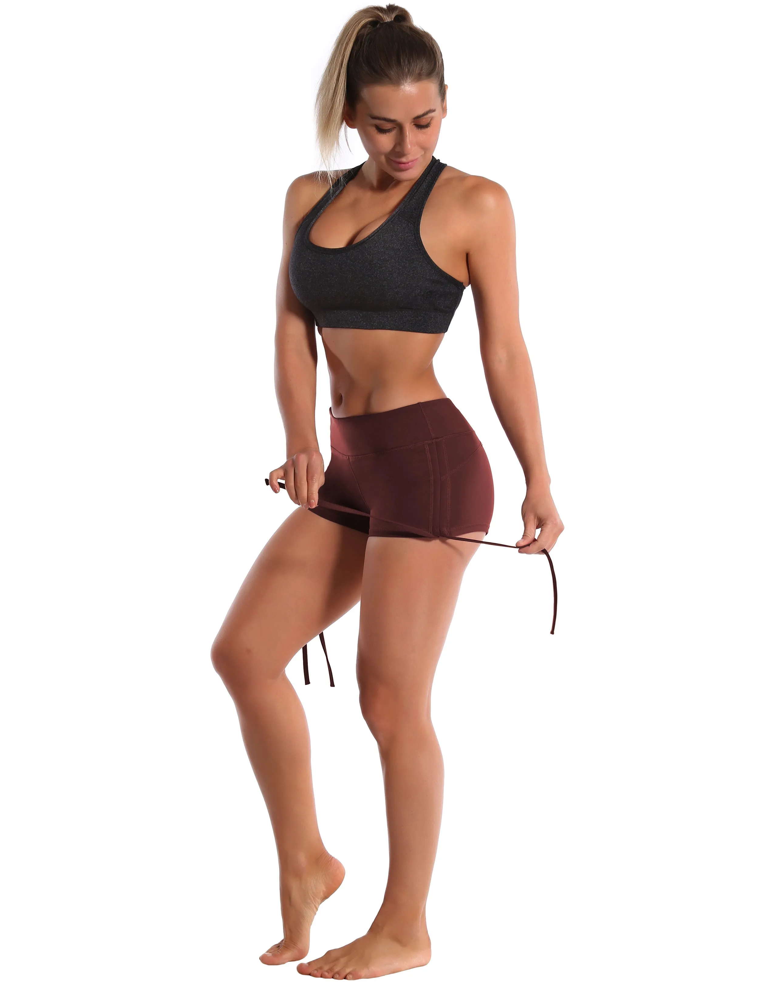 Side Drawstring Hot Shorts mahoganymaroon_Jogging