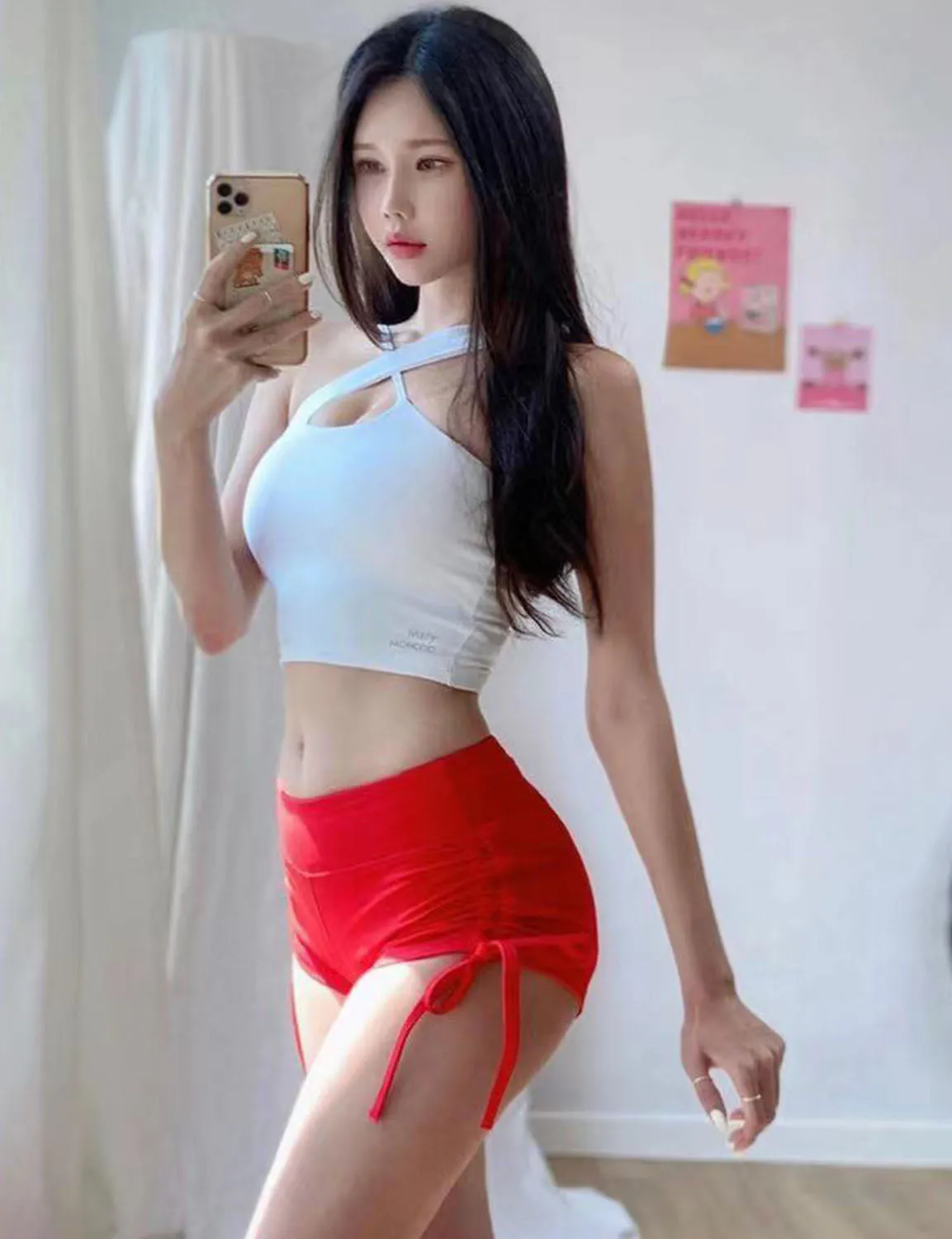 Side Drawstring Hot Shorts scarlet ins