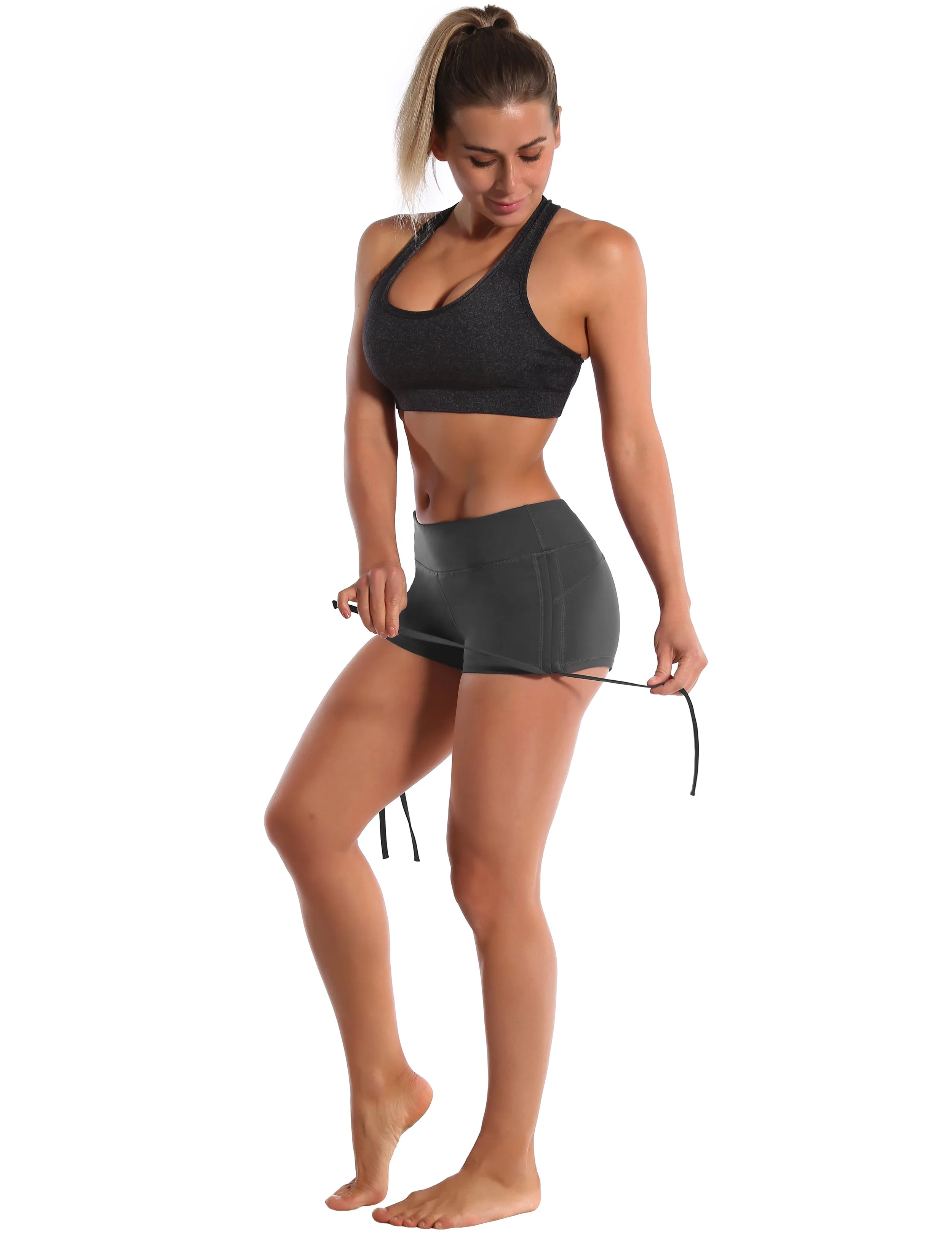 Side Drawstring Hot Shorts shadowcharcoal_Tall Size